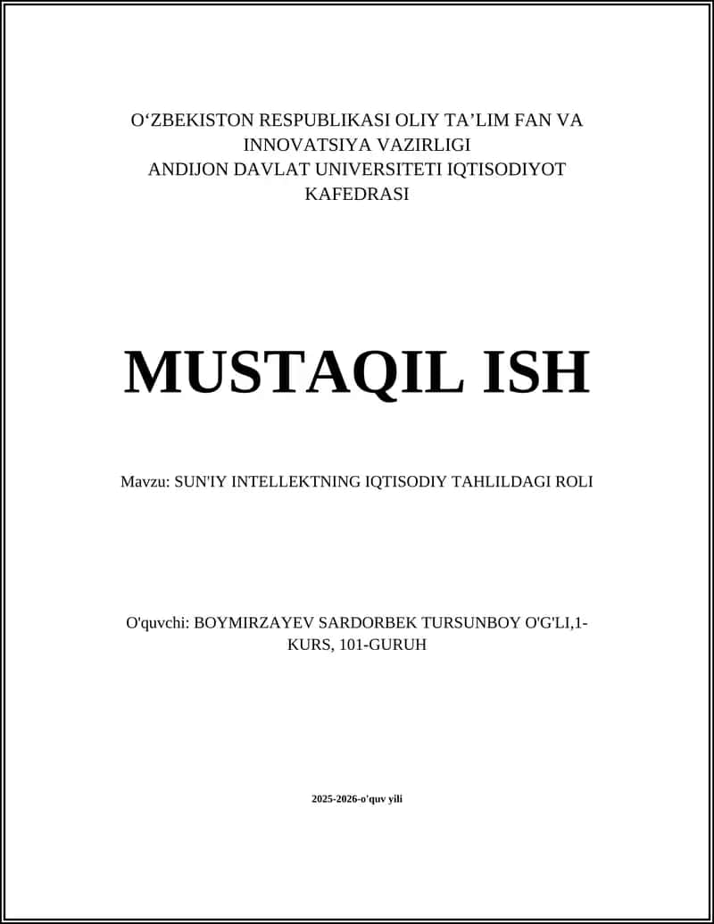 SUN'IY INTELLEKTNING IQTISODIY TAHLILDAGI ROLI 1