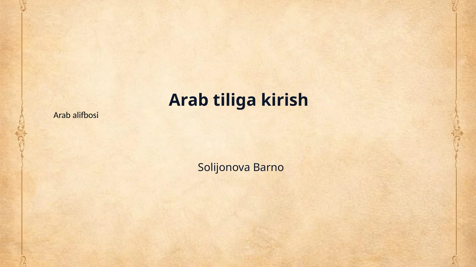 Arab tiliga kirish 1