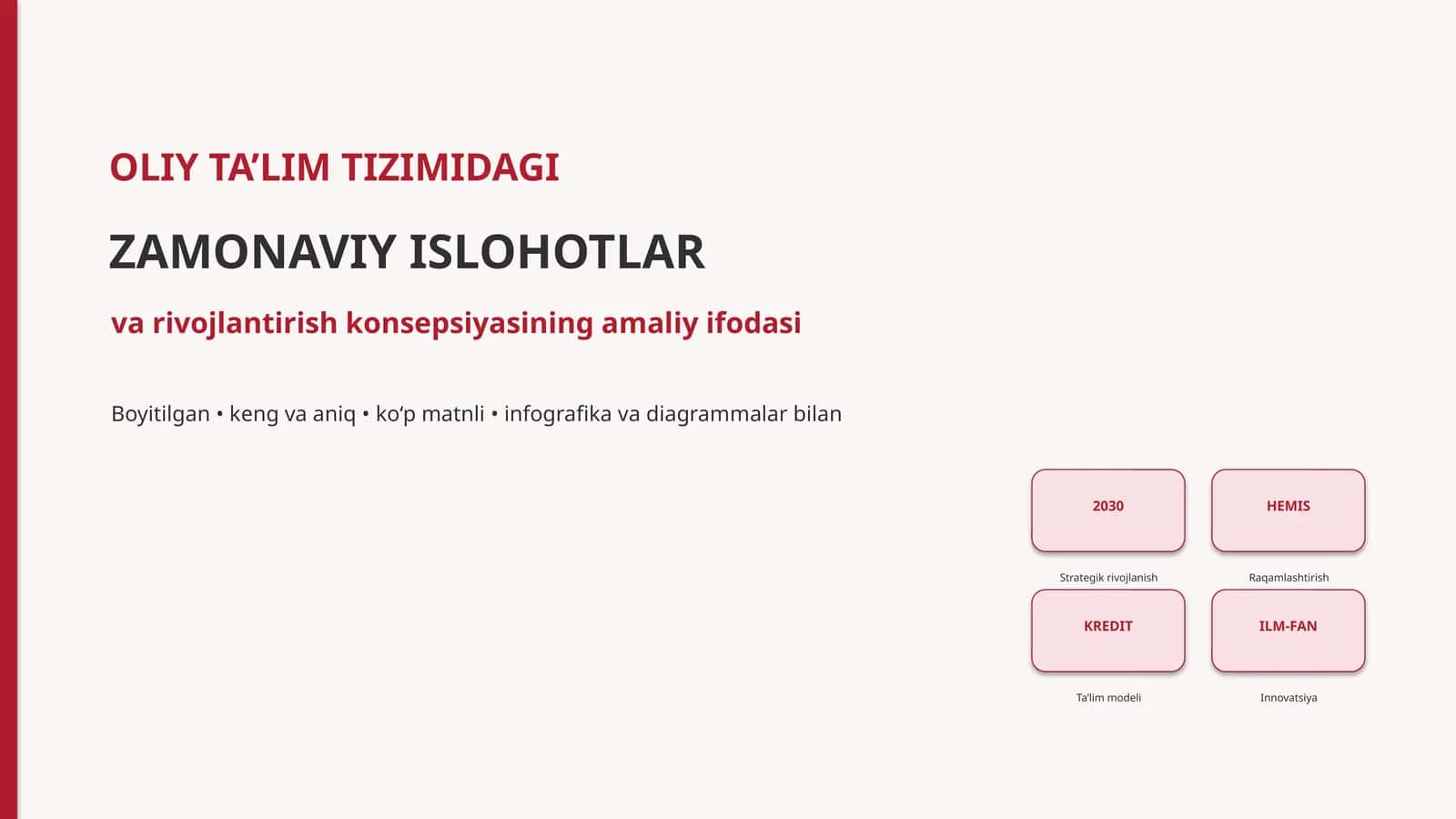 OLIY TA’LIM TIZIMIDAGI ZAMONAVIY ISLOHOTLAR 1