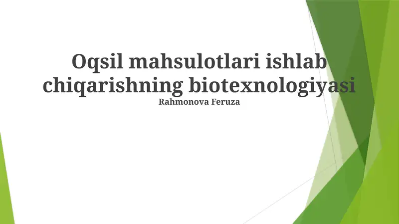 Oqsil Ishlab Chiqarish Biotexnologiyasi 1