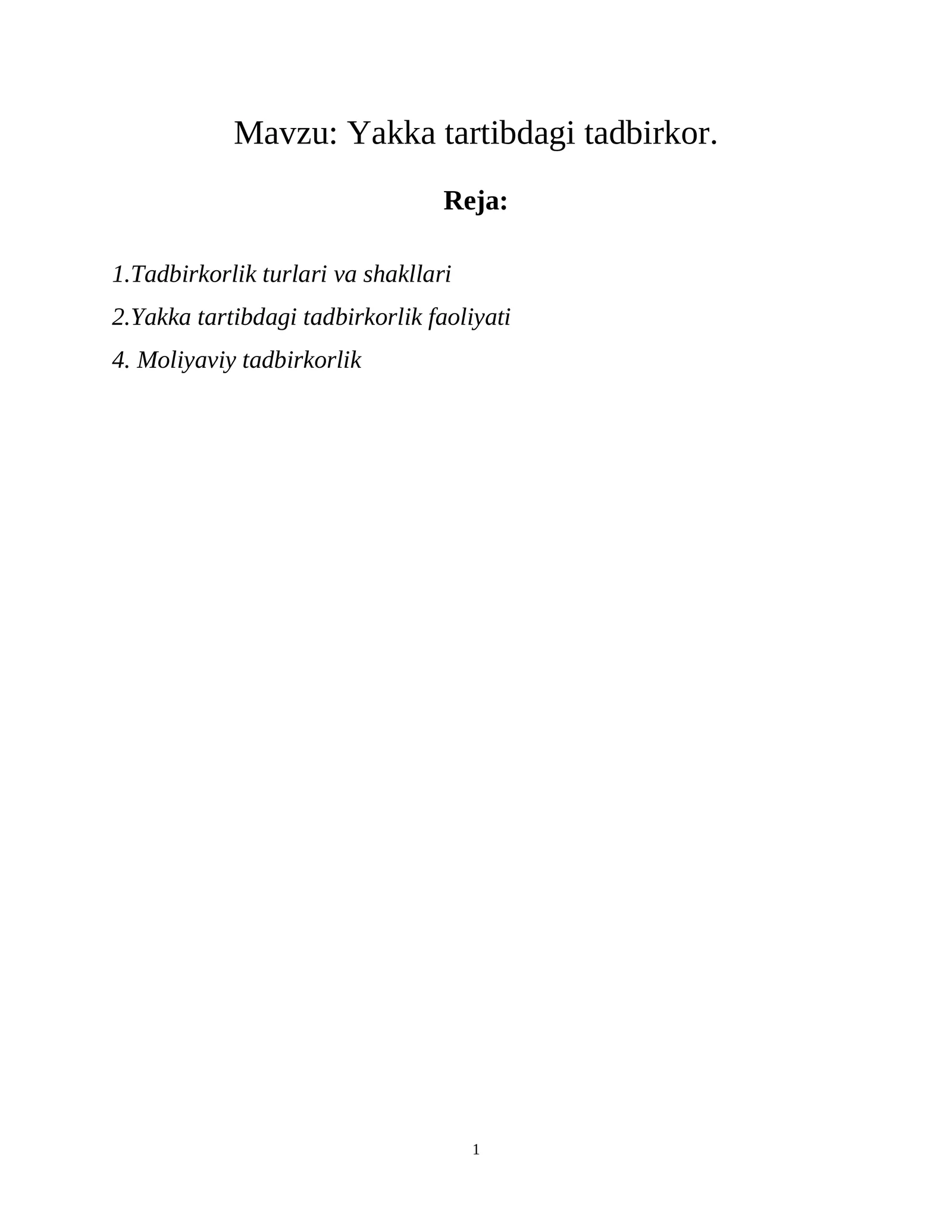 Yakka tartibdagi tadbirkorlik 1