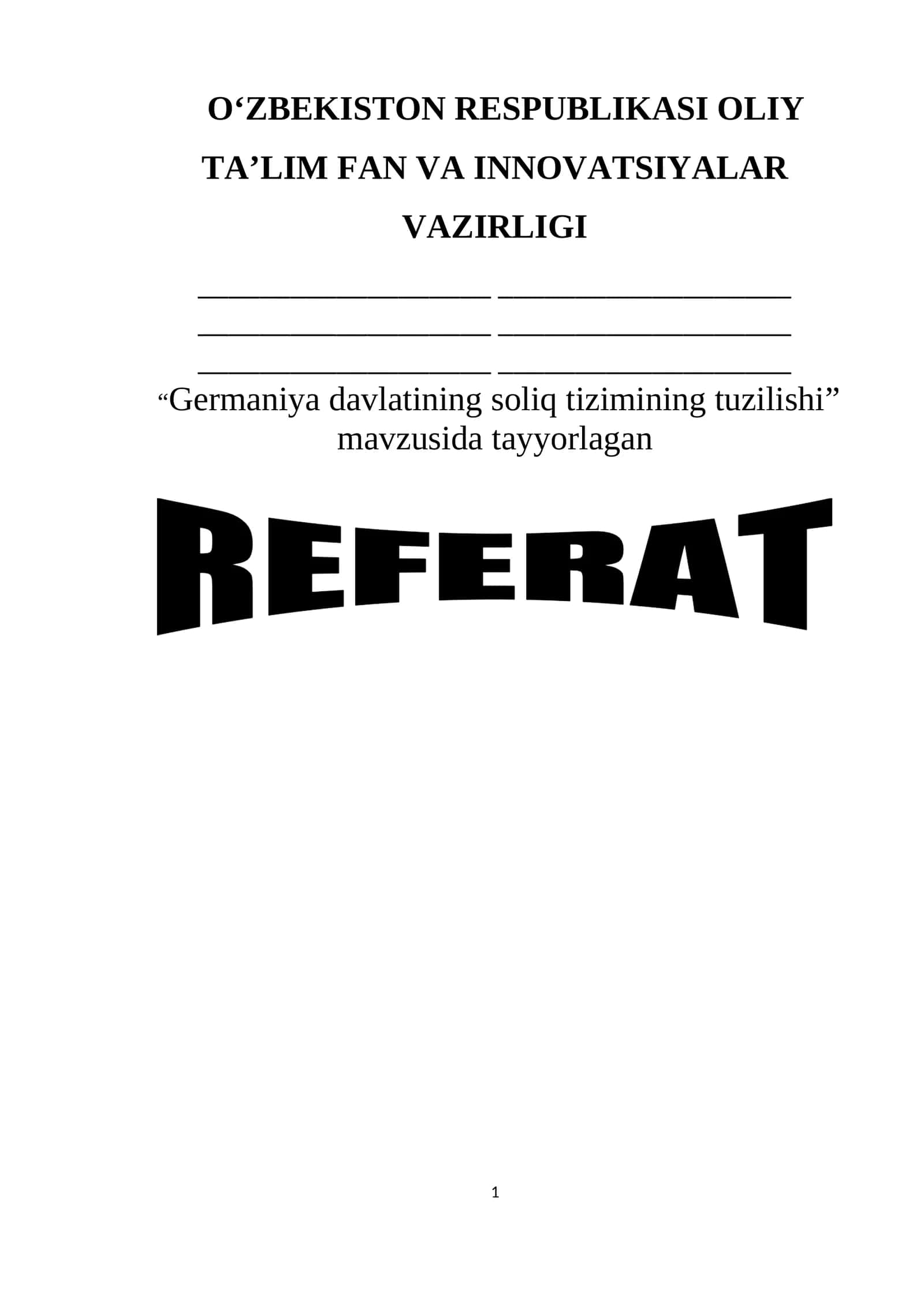 Germaniya davlatining soliq tizimining tuzilishi 1