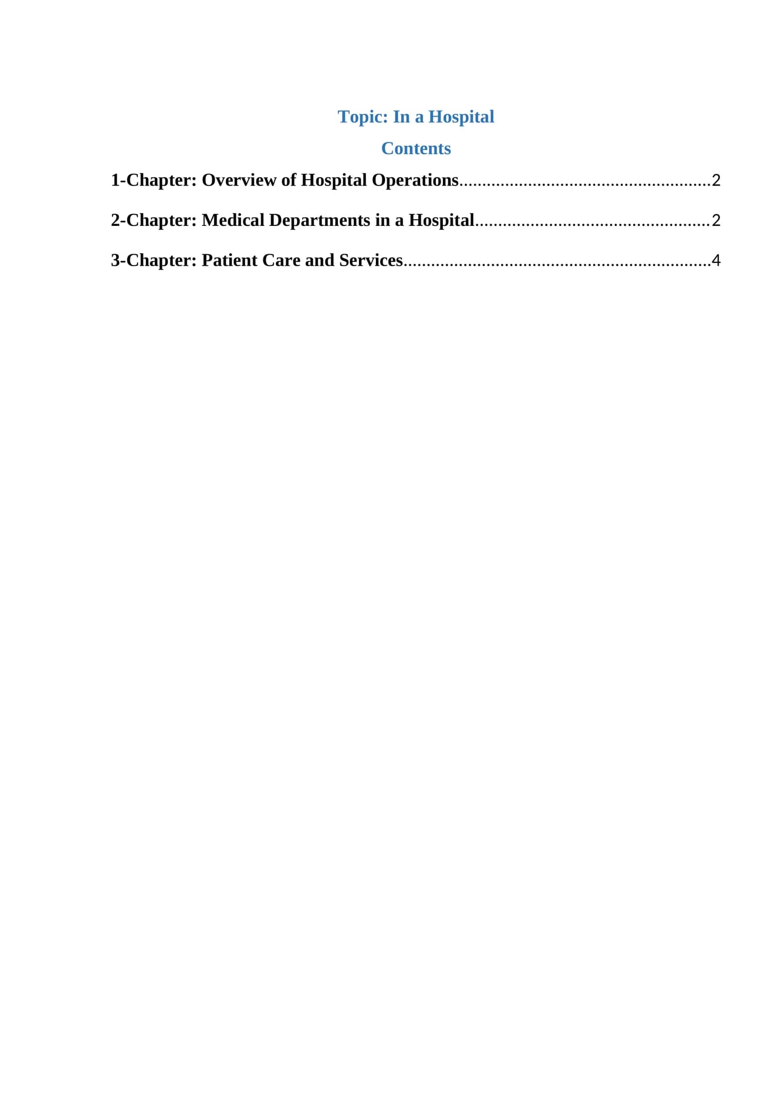 Overview of Hospital Operations 1