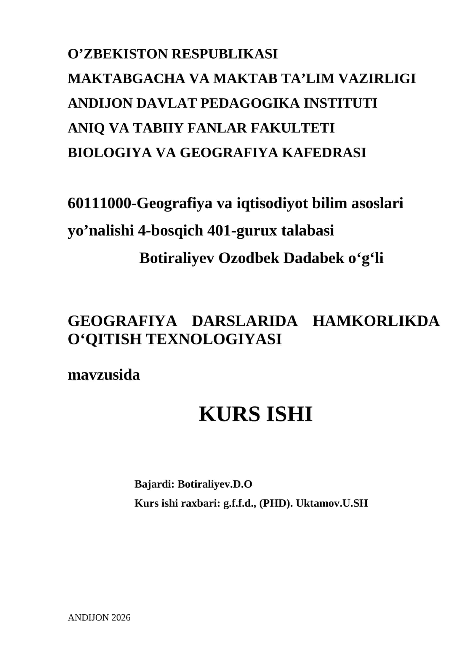 GEOGRAFIYA DARSLARIDA HAMKORLIKDA O‘QITISH TEXNOLOGIYASI 1