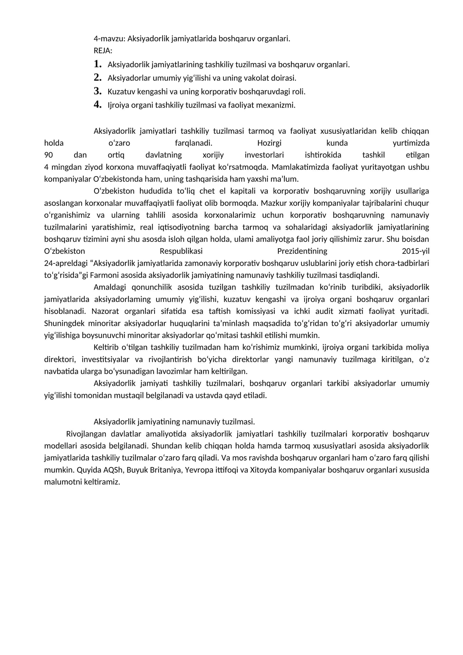 Aksiyadorlik jamiyatlarida boshqaruv organlari 1