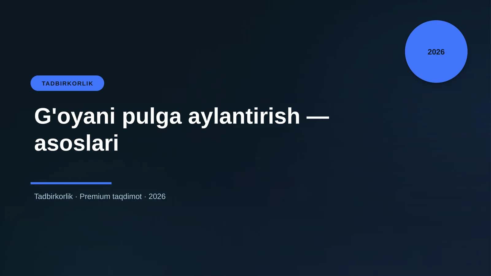 G'oyani pulga aylantirish — asoslari 1
