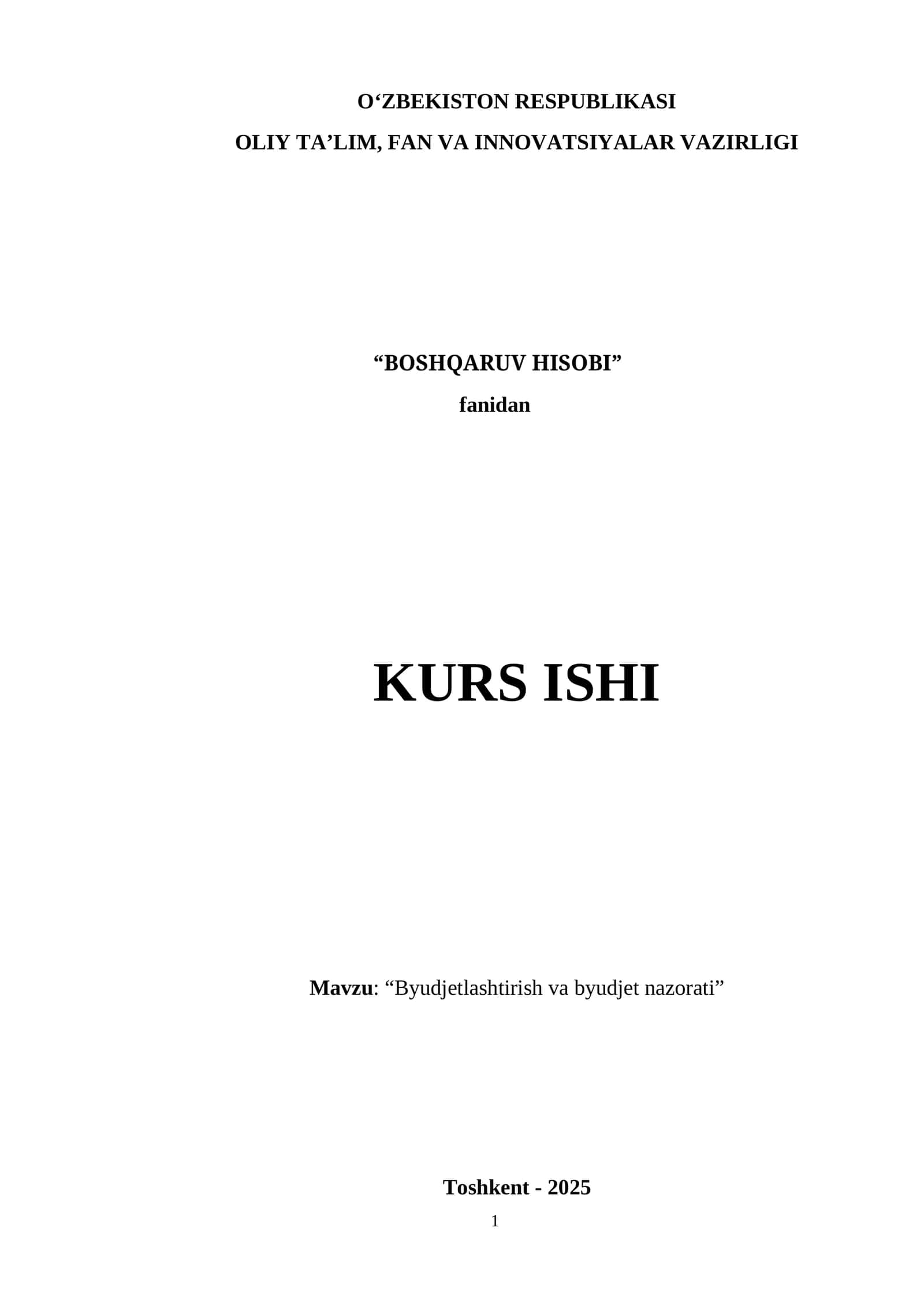 Byudjеtlаshtirish vа byudjеt nаzоrаti 1