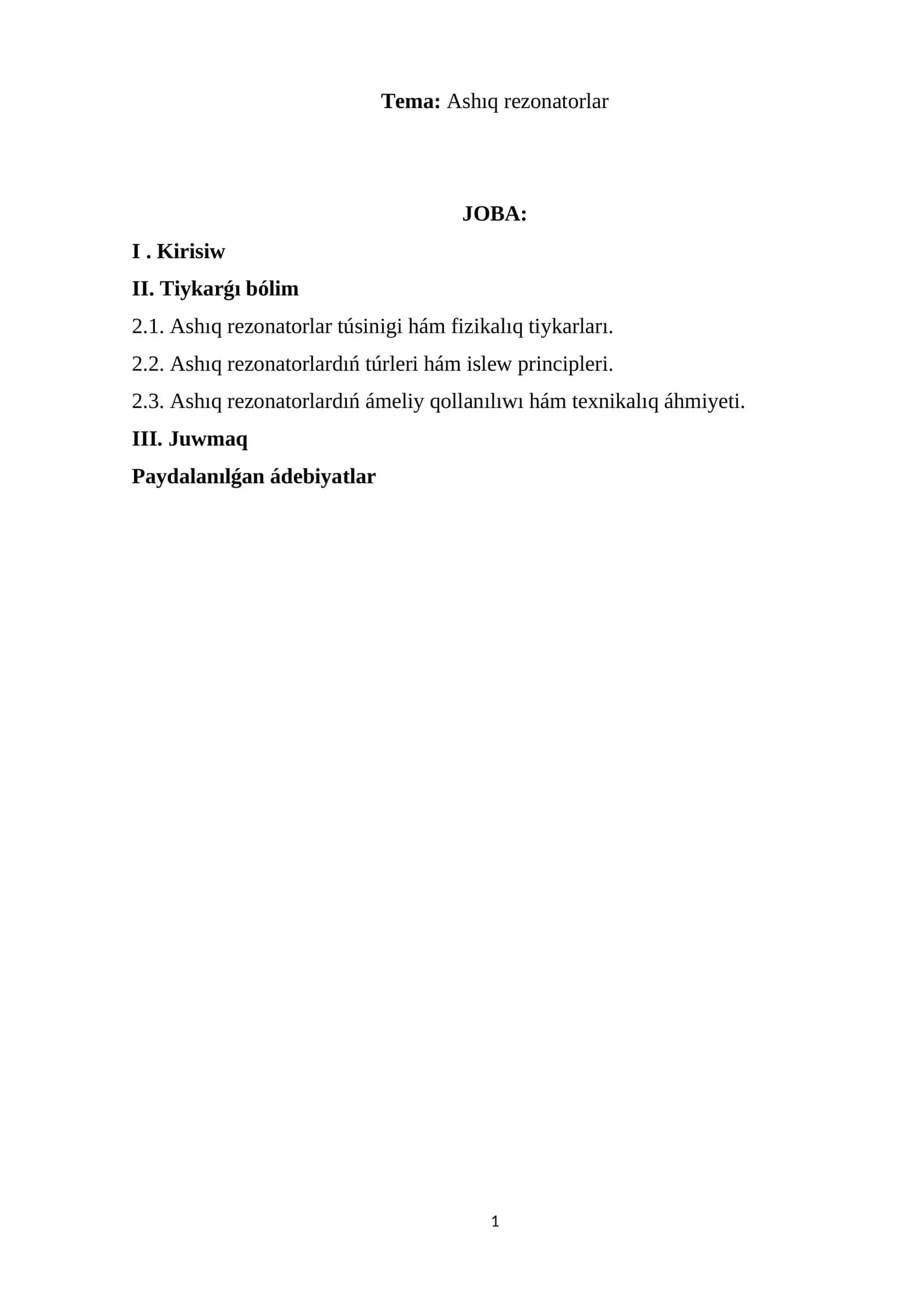 Ashıq rezonatorlar 1