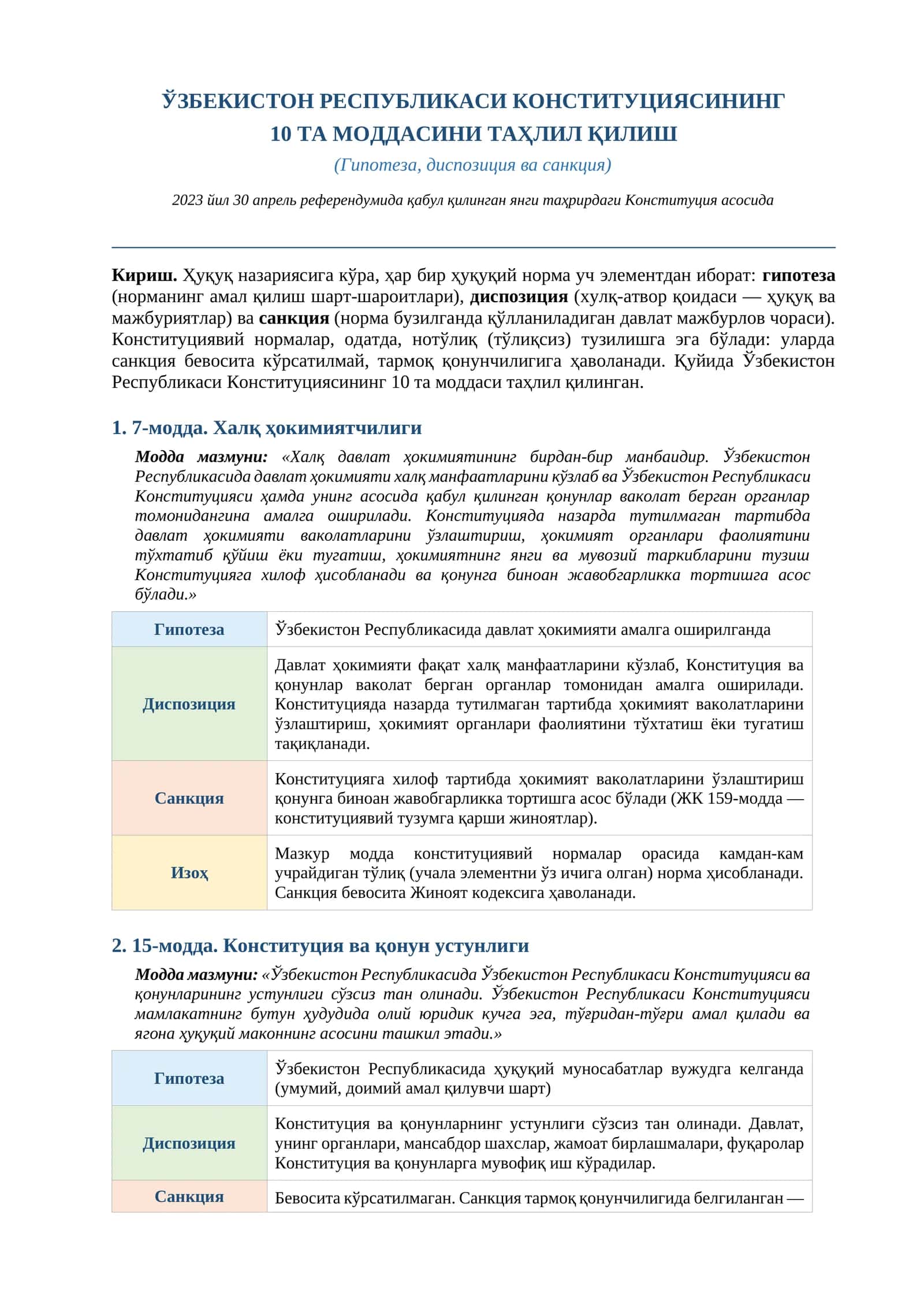 7-модда. Халқ ҳокимиятчилиги 1