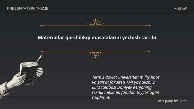 Materiallar qarshilikgi masalalarini yechish tartibi 1