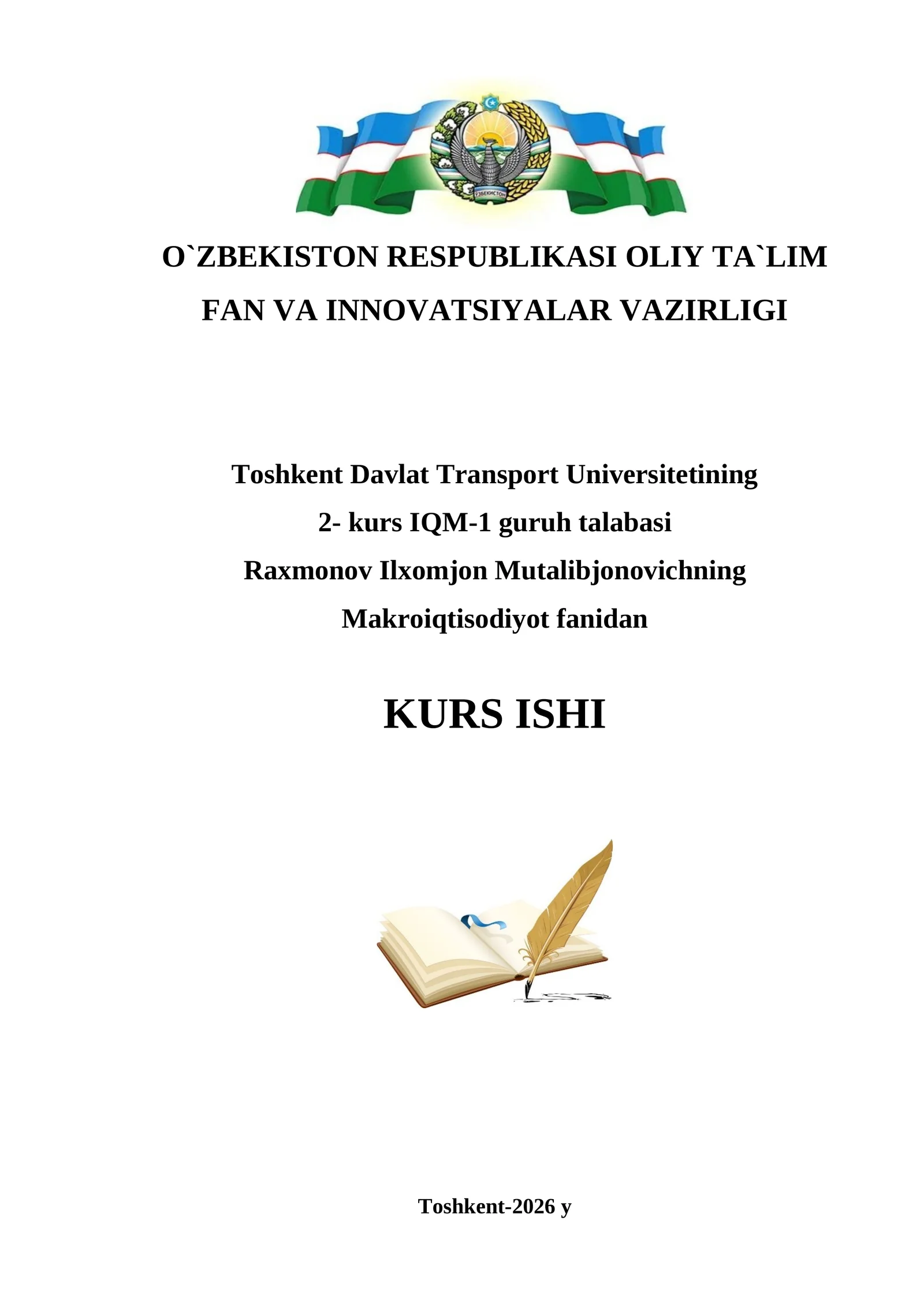 Makroiqtisodiyot fanidan KURS ISHI 1