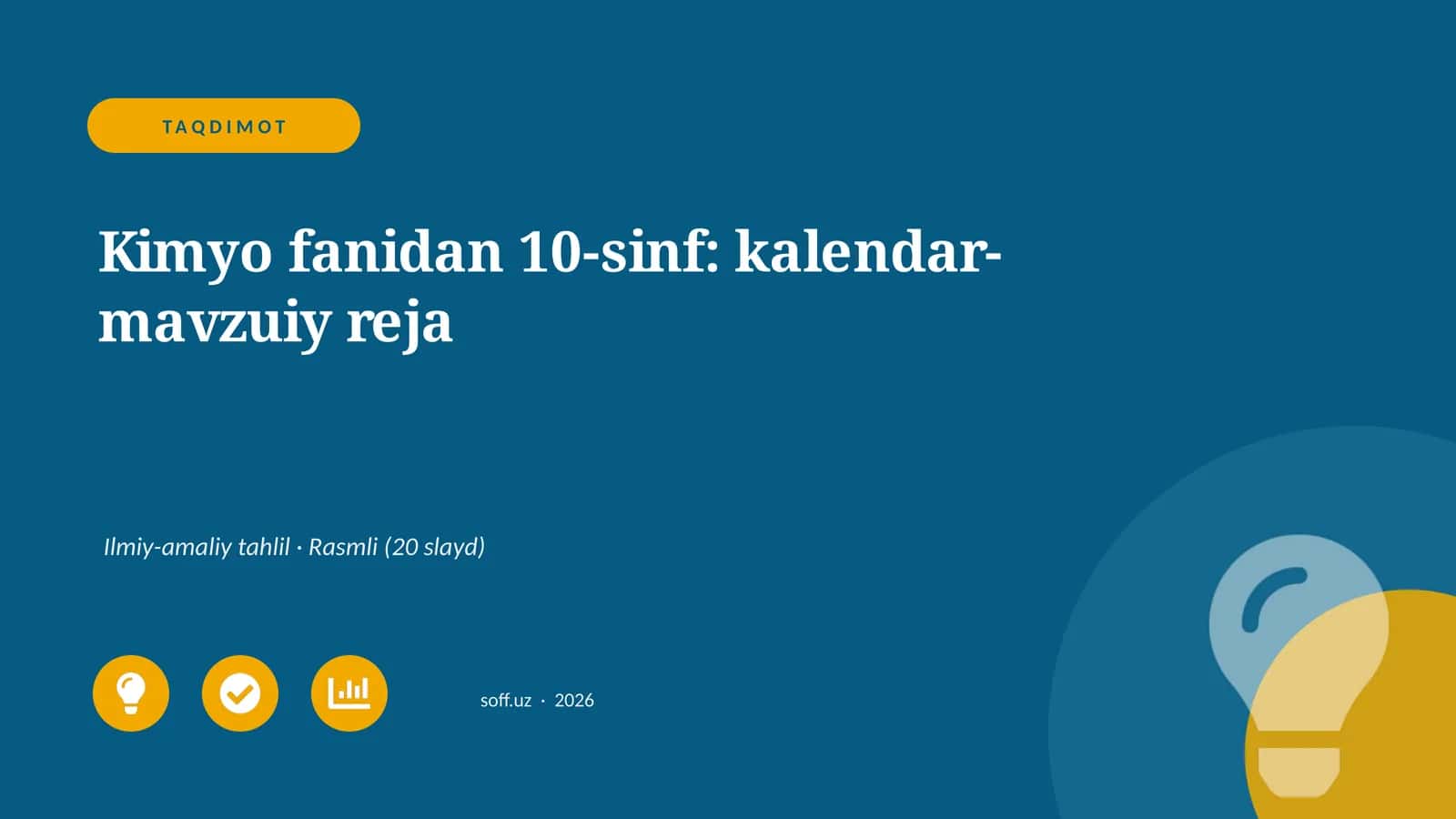 Kimyo fanidan 10-sinf: kalendar-mavzuiy reja 1