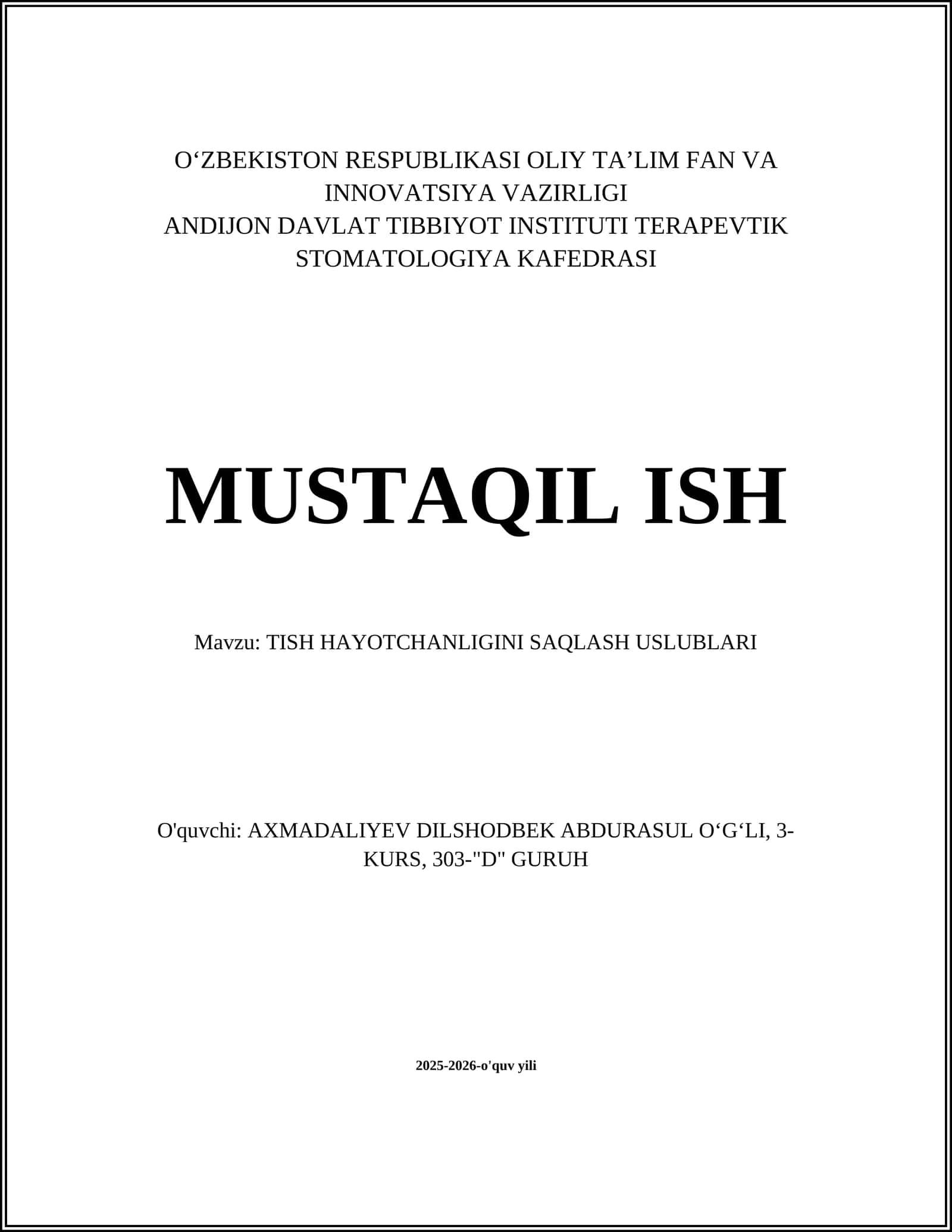TISH HAYOTCHANLIGINI SAQLASH USLUBLARI 1