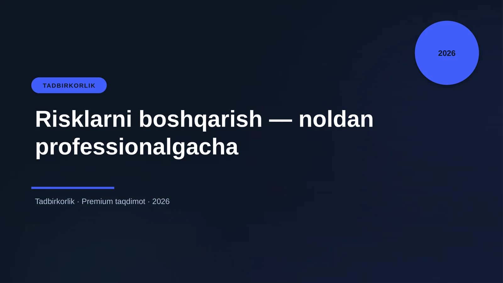 Risklarni boshqarish — noldan professionalgacha 1