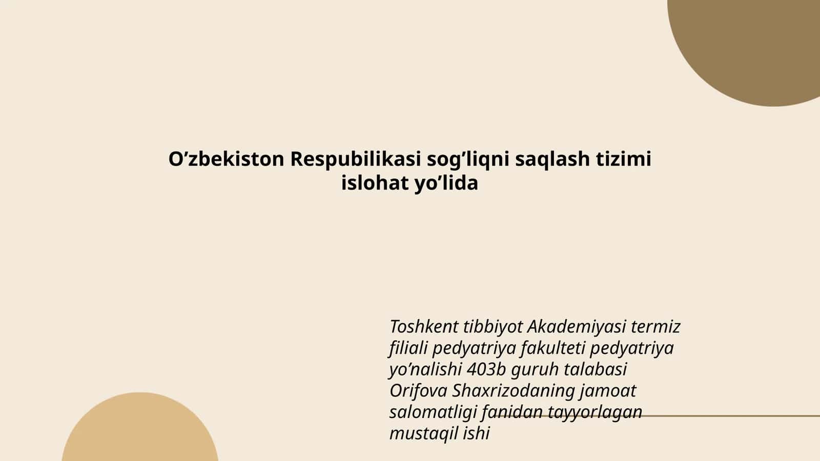 Orifova Shaxrizoda talabasi mustaqil ishi 1
