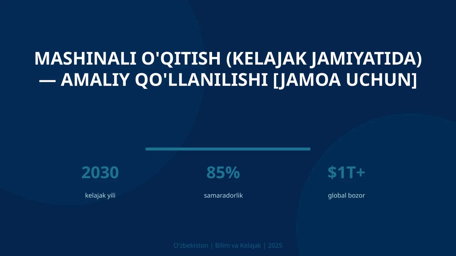 Mashinali o'qitish (kelajak jamiyatida) — amaliy qo'llanilishi [jamoa uchun] 1