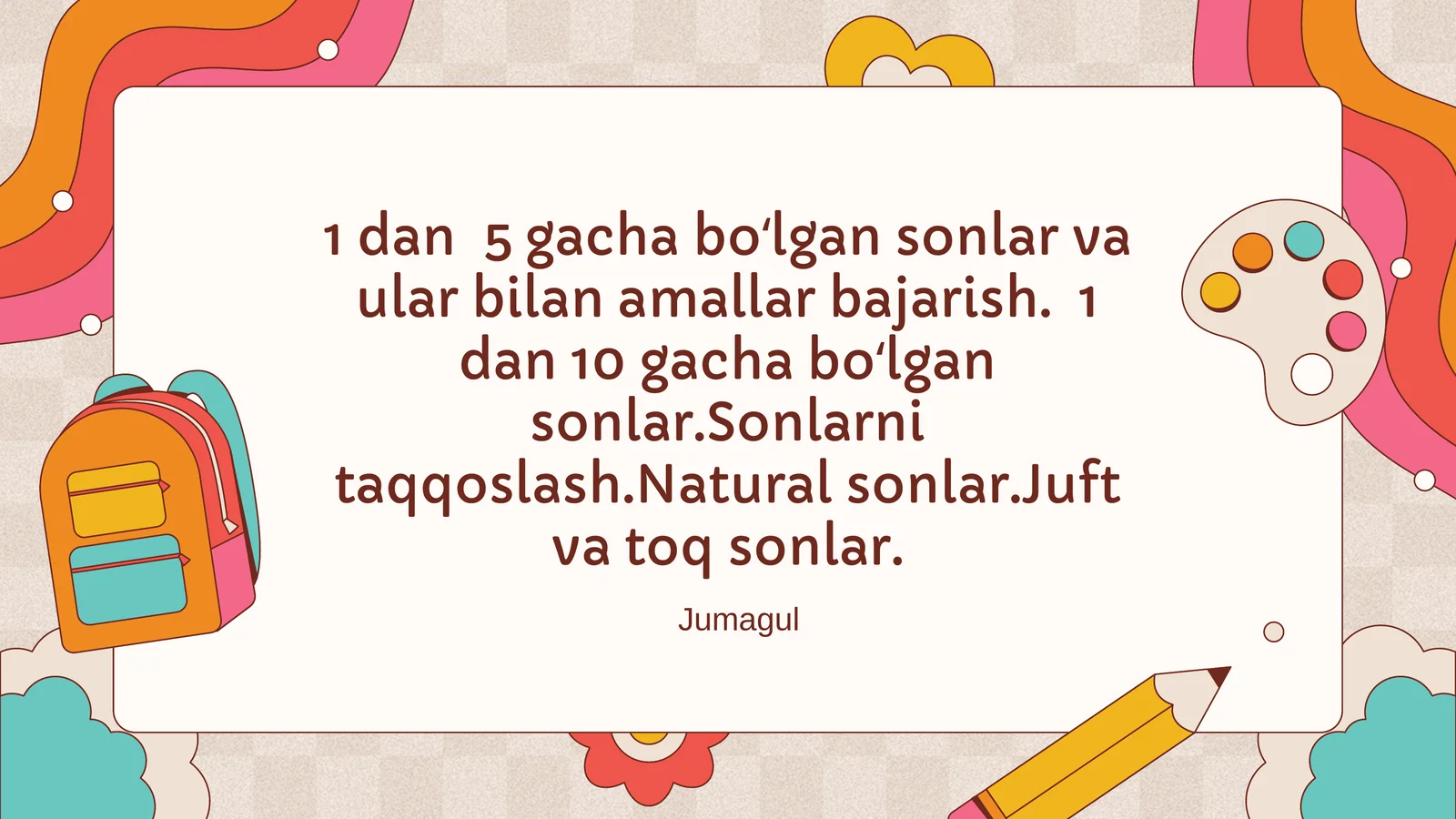 Juft va toq sonlar haqida tushuncha 1