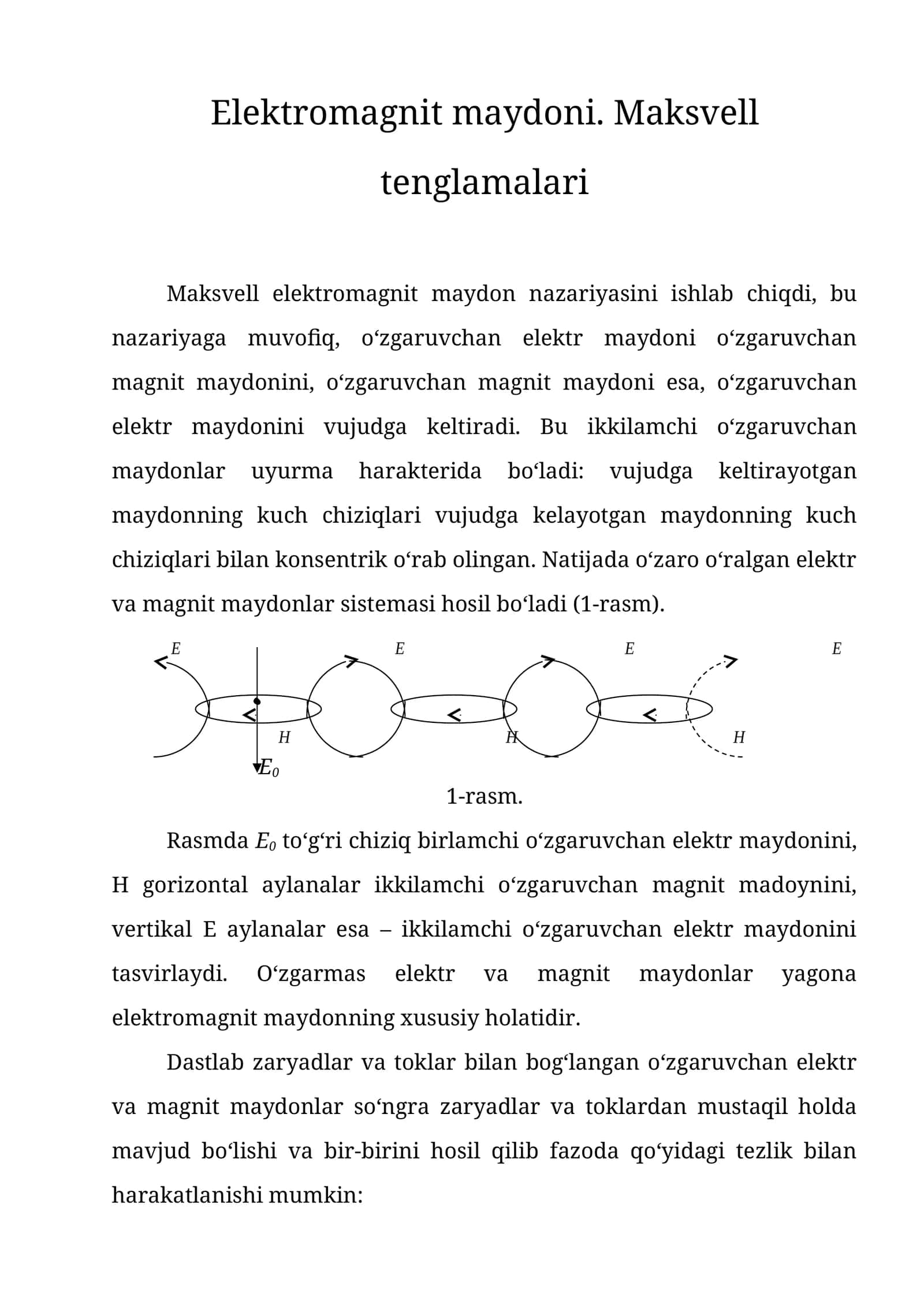 Elektromagnit maydoni. Maksvell tenglamalari 1
