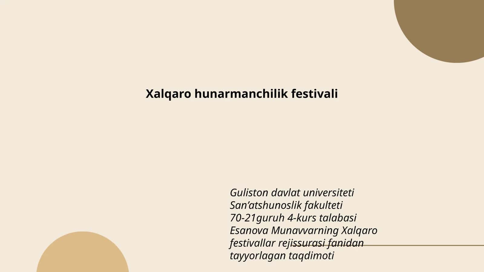 Xalqaro hunarmanchilik festivali 1