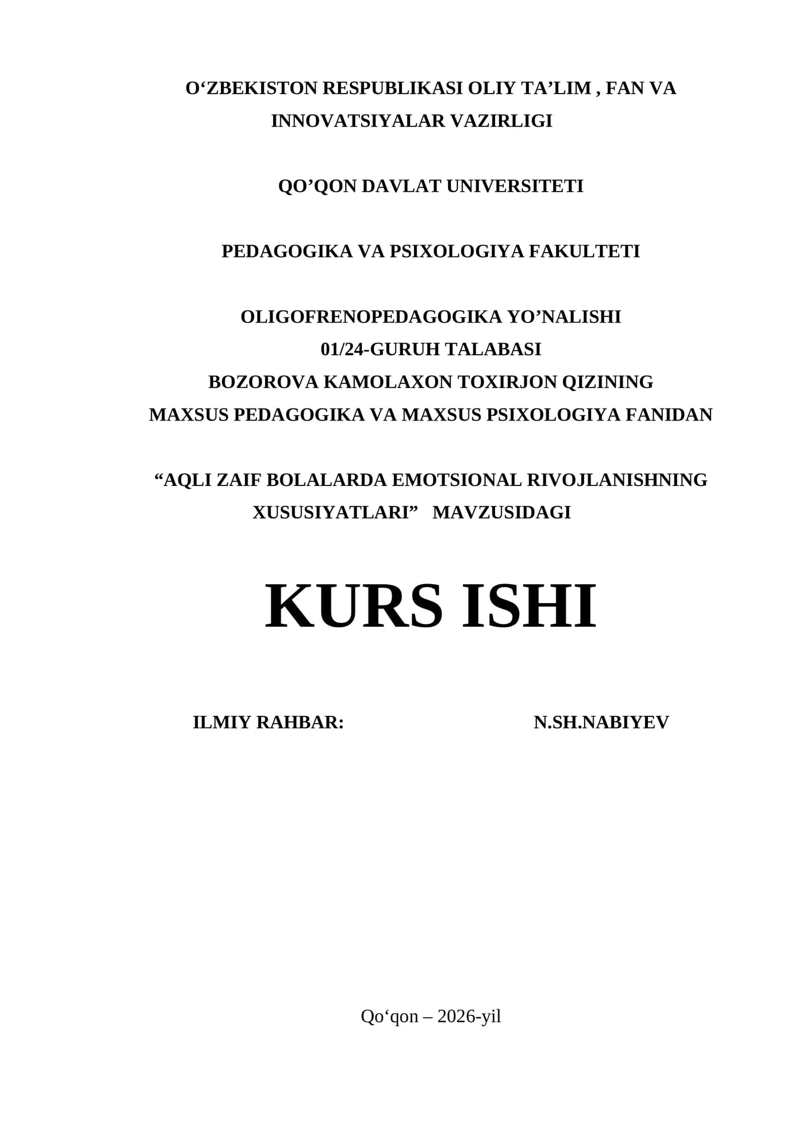AQLI ZAIF BOLALARDA EMOTSIONAL RIVOJLANISHNING XUSUSIYATLARI 1
