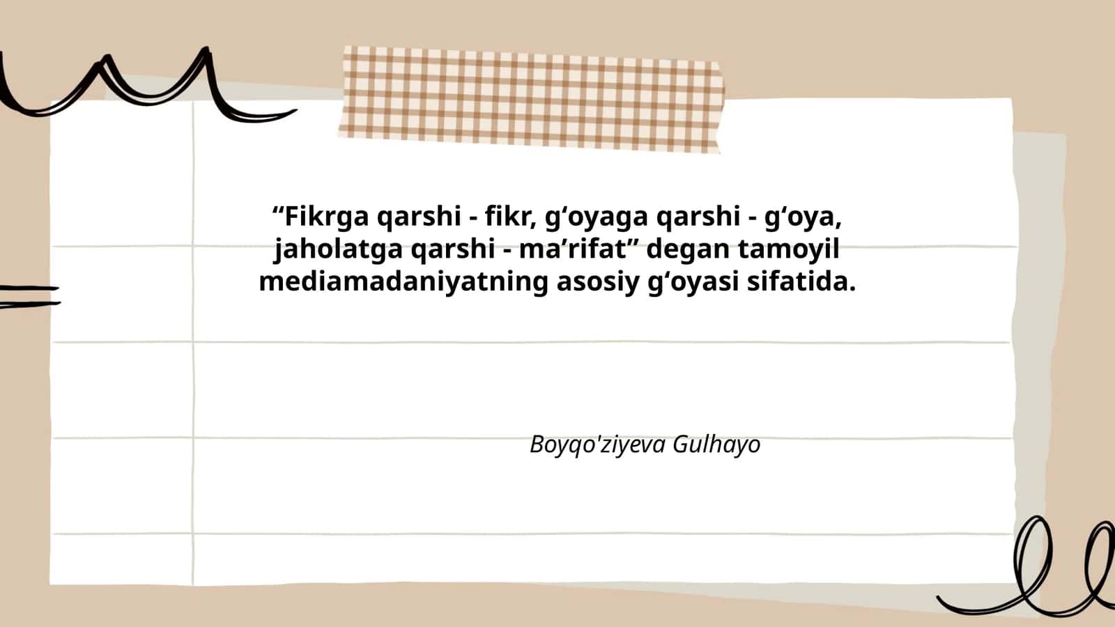 Fikrga qarshi - fikr, gʻoyaga qarshi - gʻoya, jaholatga qarshi - maʼrifat 1