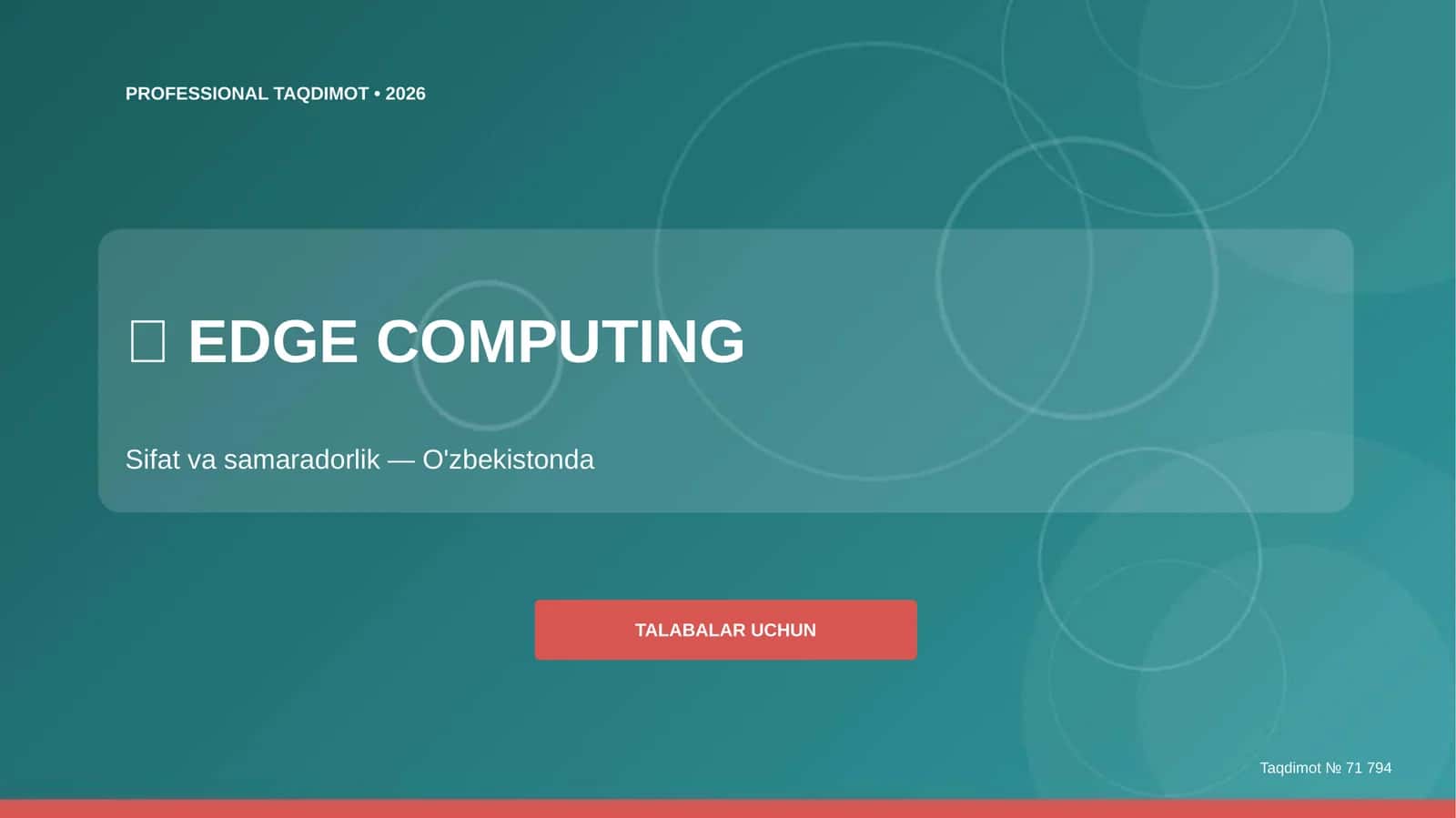 Edge computing: sifat va samaradorlik (O'zbekistonda) 1