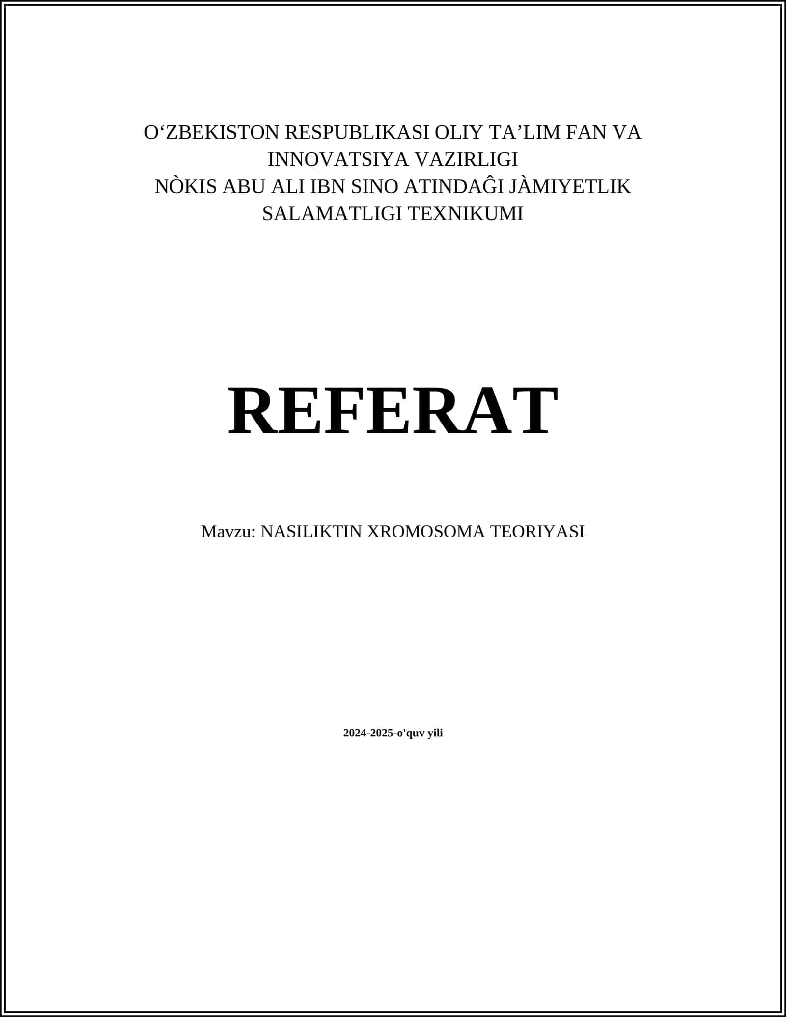 NASILIKTIN XROMOSOMA TEORIYASI 1
