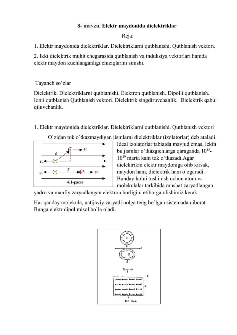 Elеktr maydоnida dielеktriklar 1