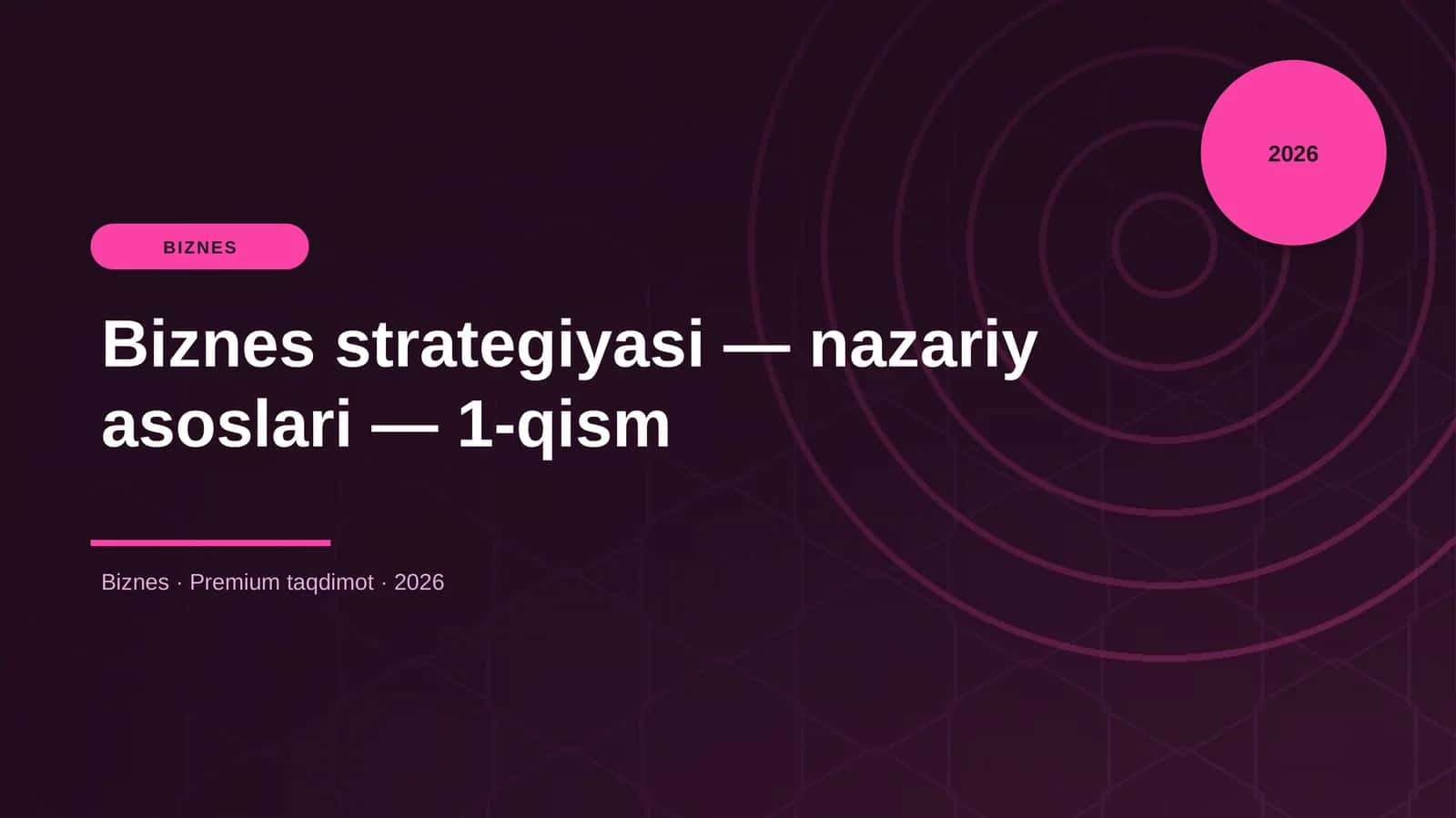 Biznes strategiyasi — nazariy asoslari — 1-qism 1