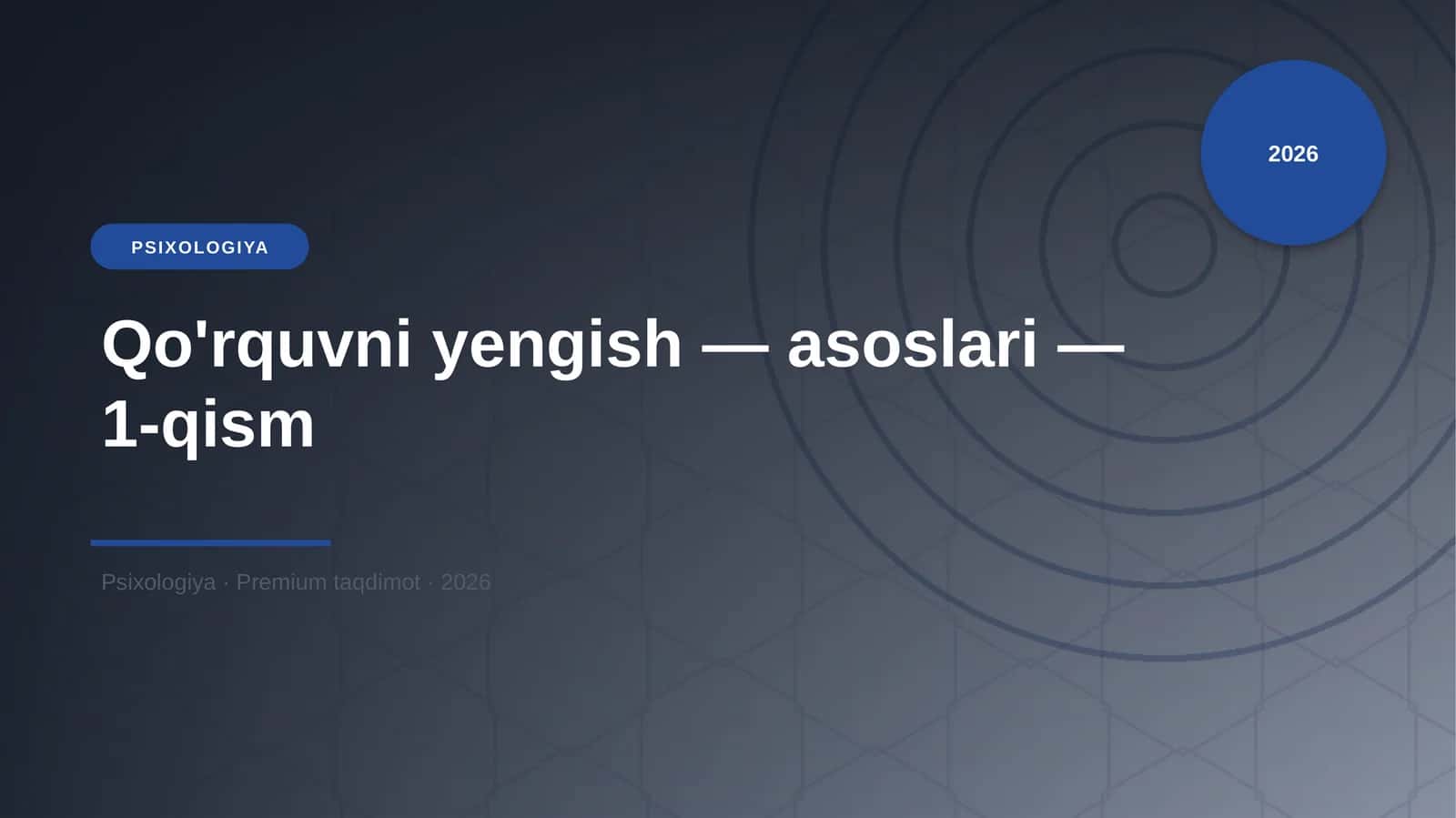 Qo'rquvni yengish — asoslari — 1-qism 1