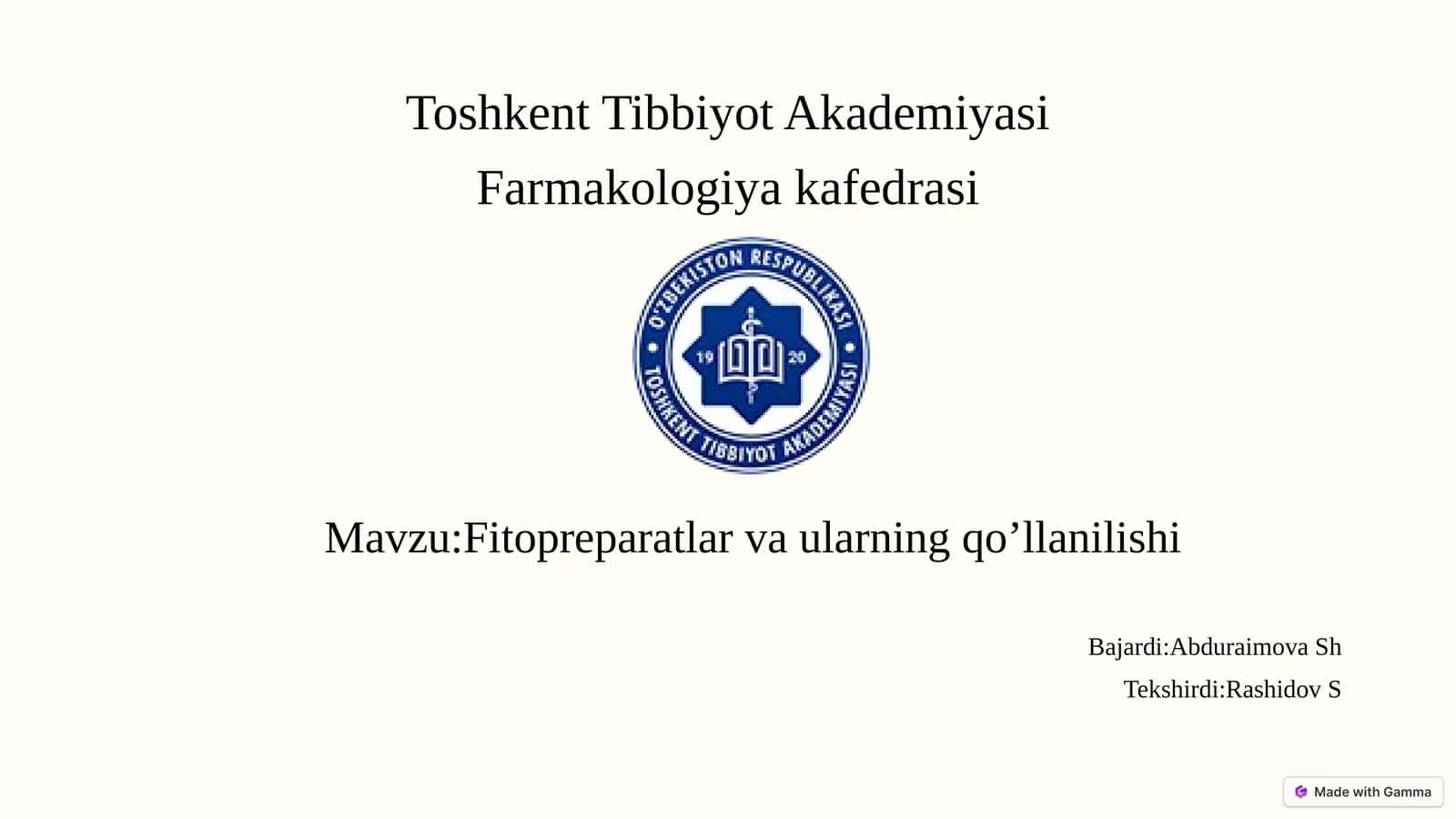 Fitopreparatlar va Ularning Qo'llanilishi 1