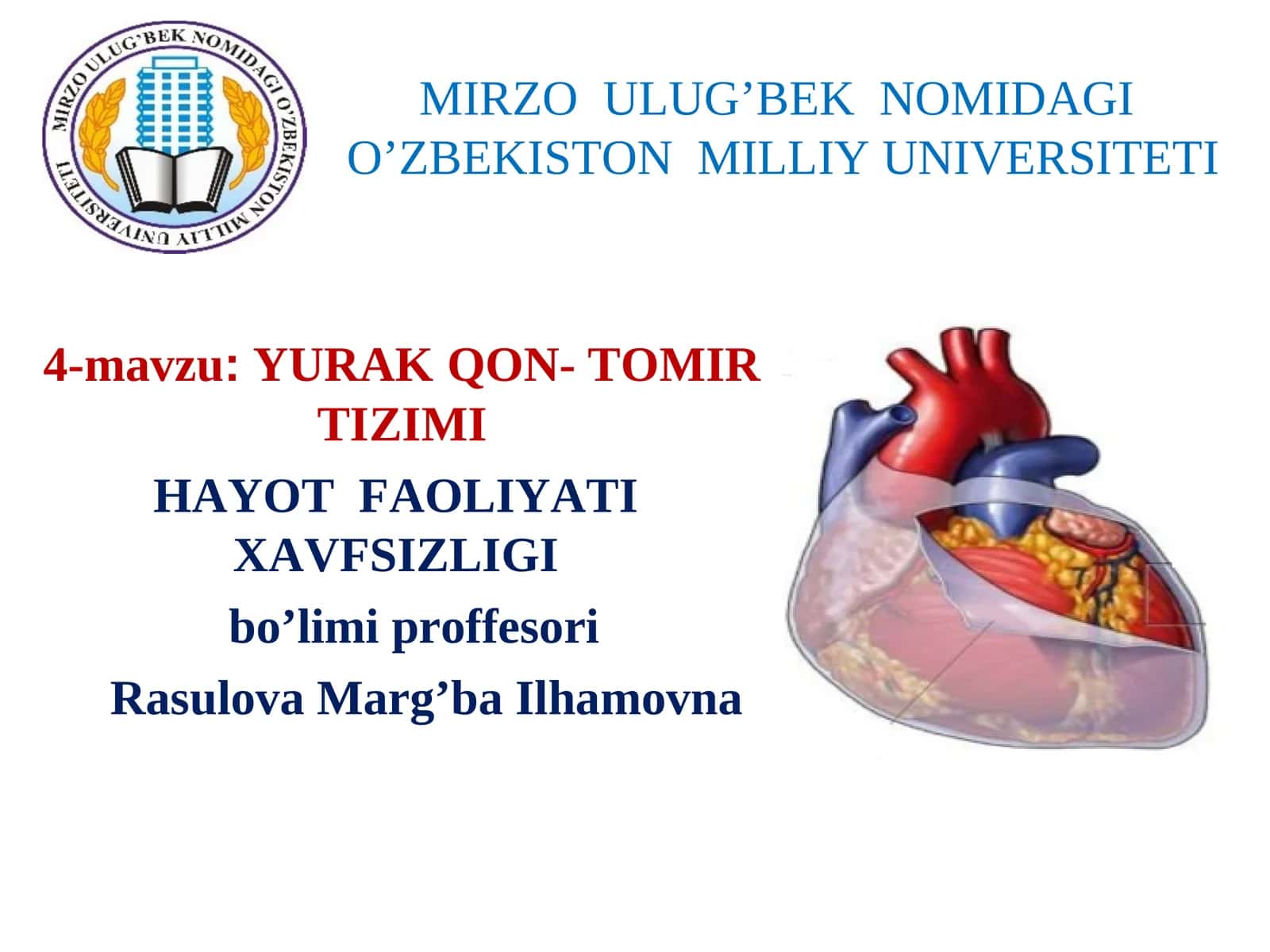 4-mavzu:YURAKQON- TOMIR TIZIMI HAYOT FAOLIYATI XAVFSIZLIGI 1