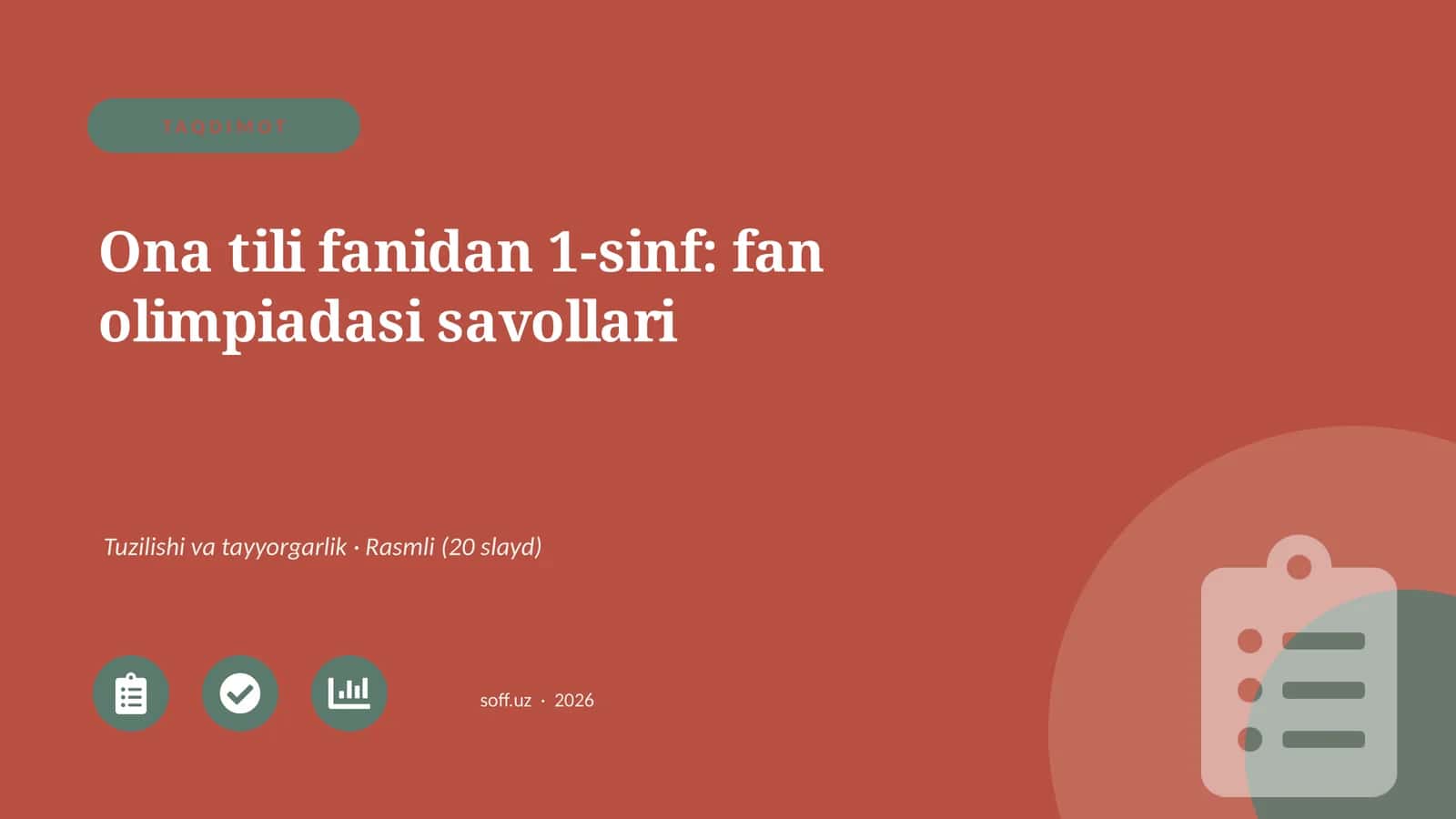 Ona tili fanidan 1-sinf: fan olimpiadasi savollari 1