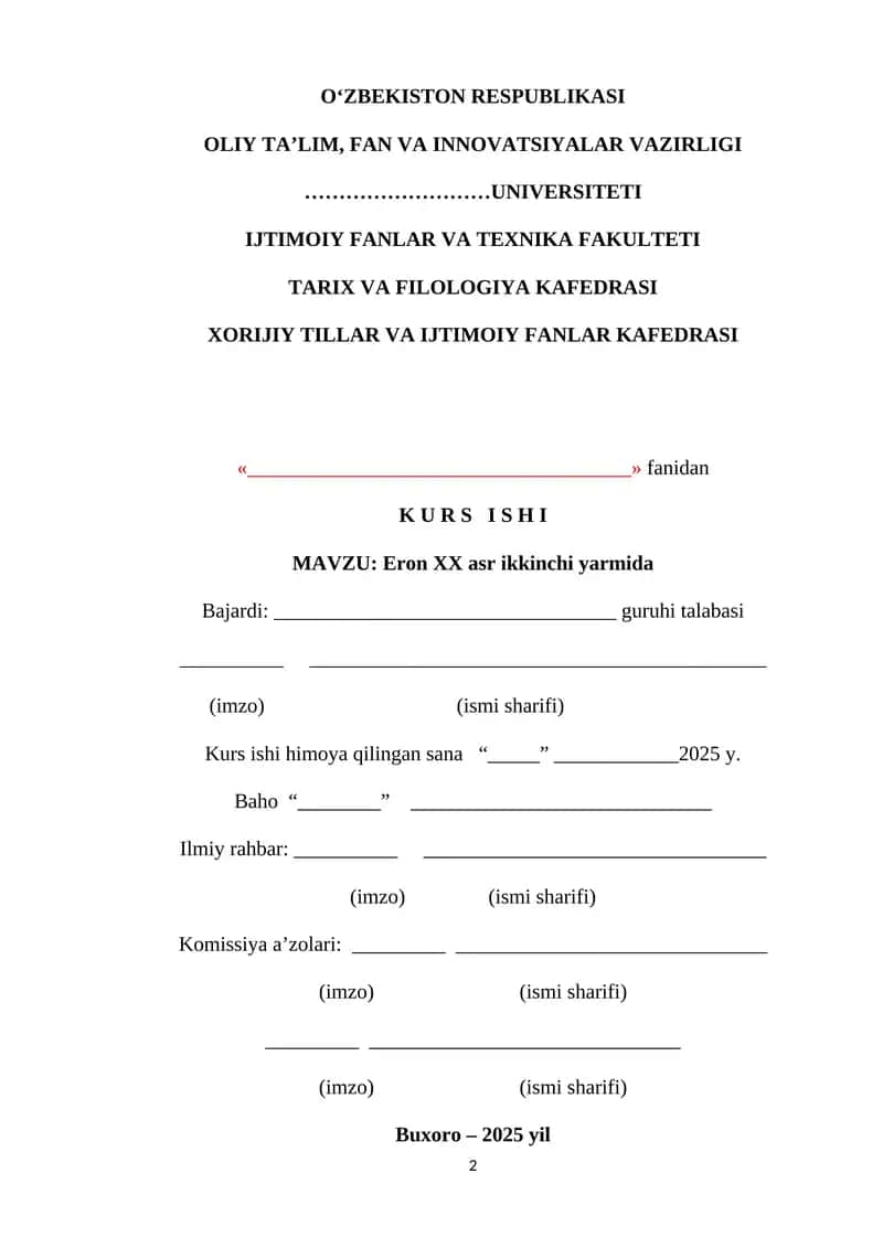 “Eron XX asrning ikkinchi yarmida: 1