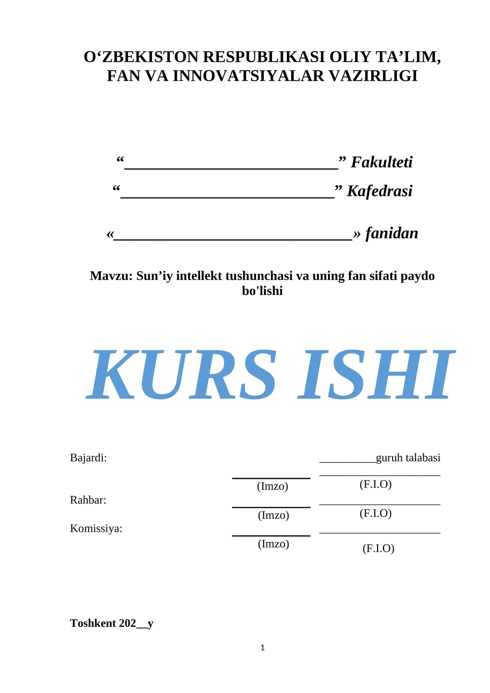 Sun’iy intellekt tushunchasi va uning fan sifati paydo bo'lishi 1