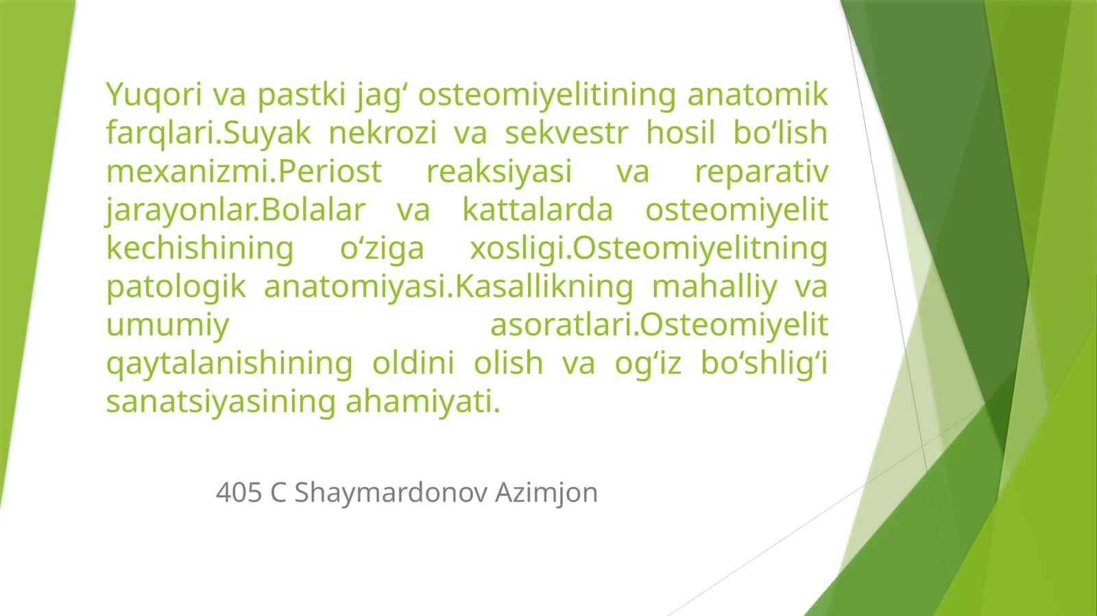 Yuqori va pastki jag'osteomiyeliti 1