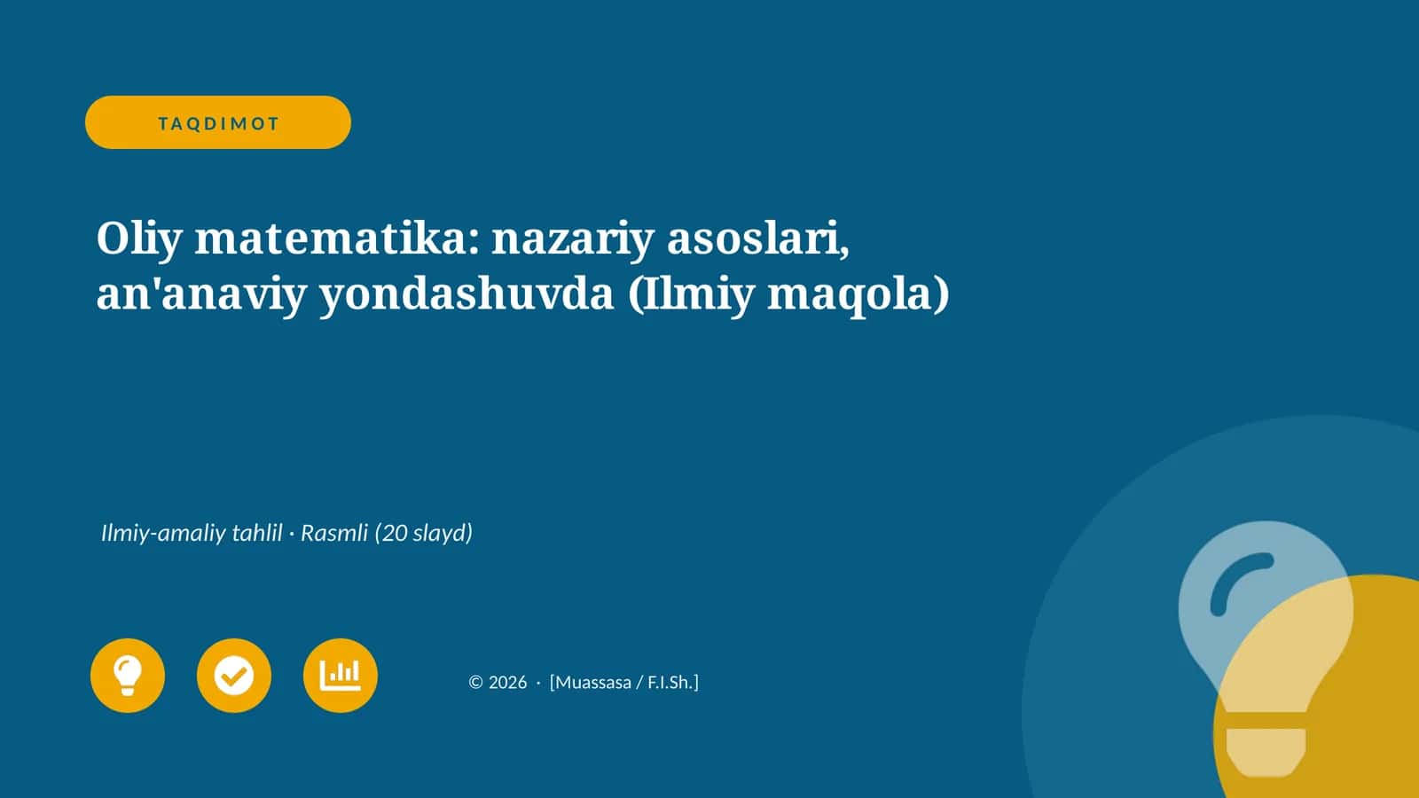 Oliy Matematika: Nazariy Asoslari, An'anaviy Yondashuvda 1