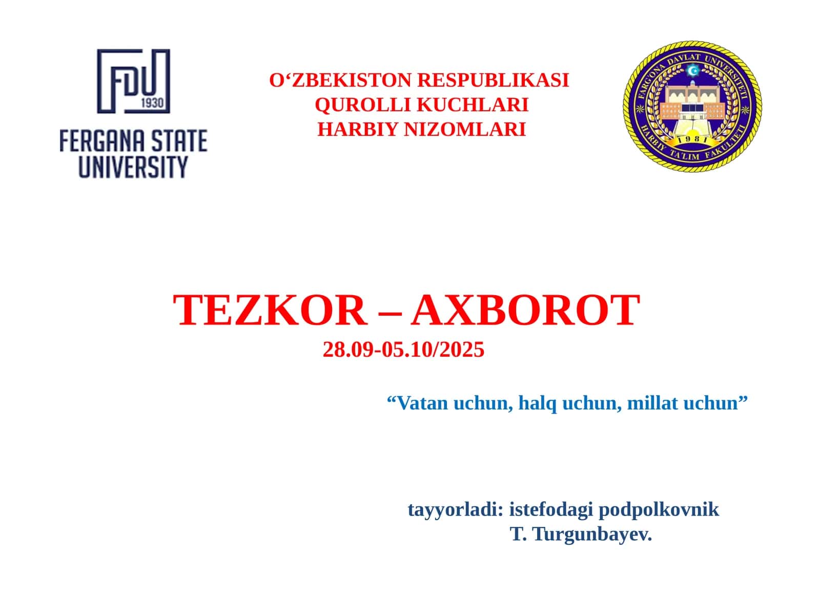Qulli Kuchlari Harbiy Nizomlari Tezkor-Axborot 1