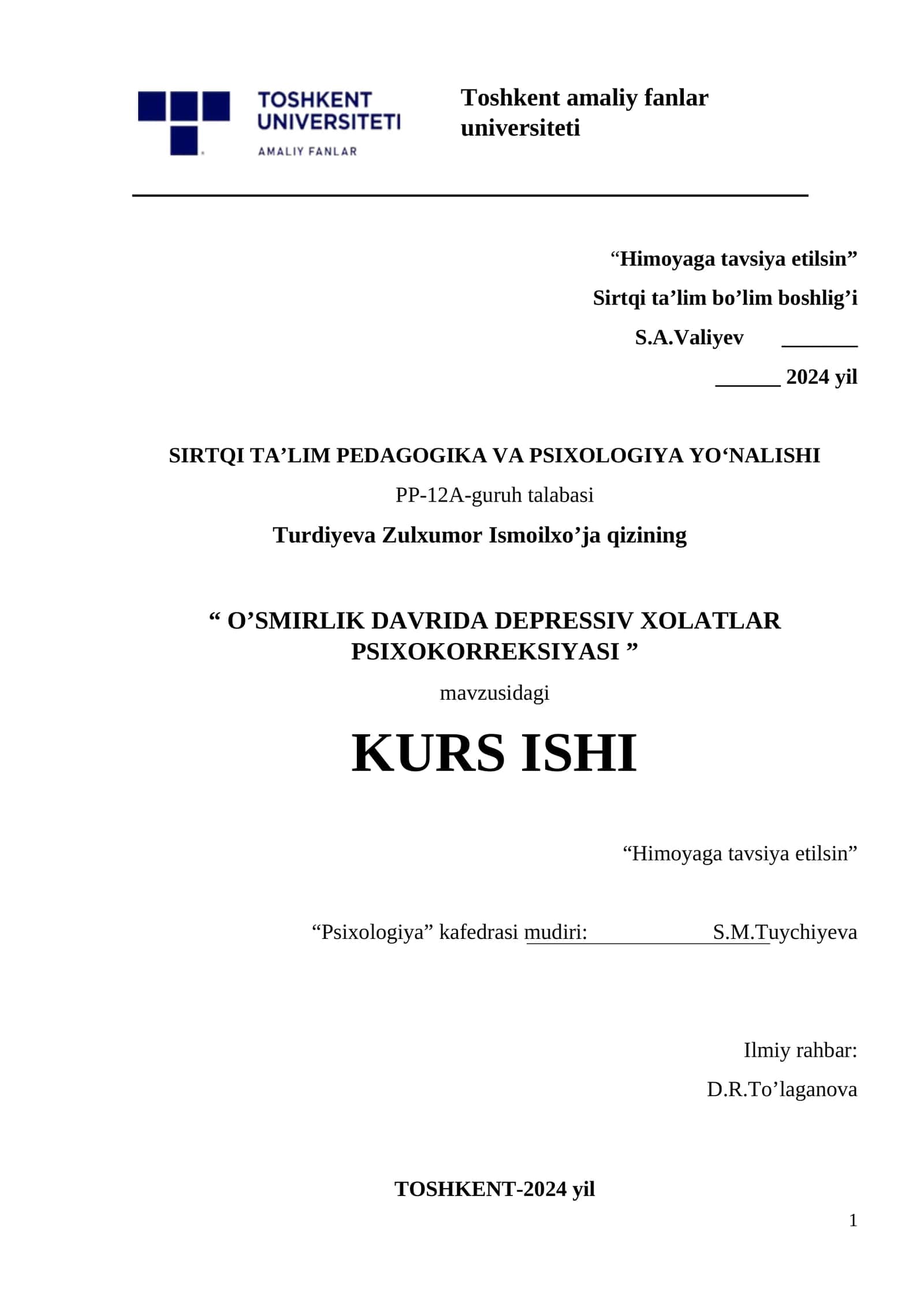 O’SMIRLIK DAVRIDA DEPRESSIV XOLATLAR PSIXOKORREKSIYASI 1