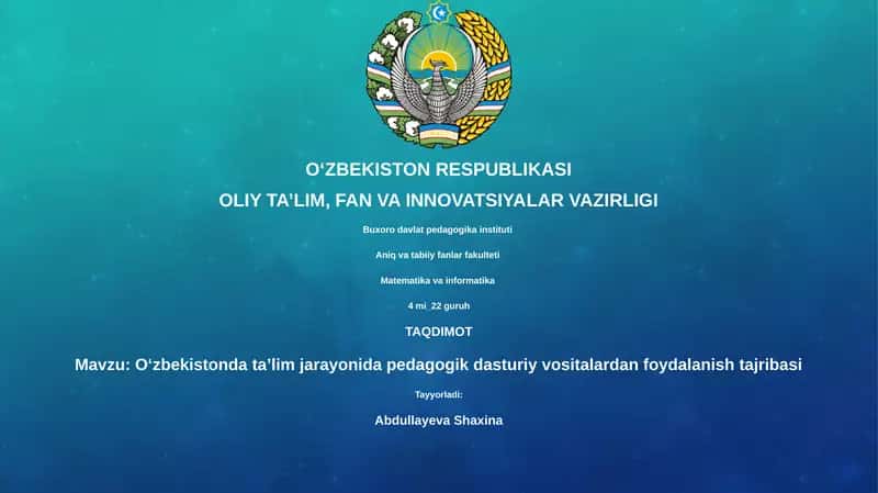 Oʻzbekistonda taʼlim jarayonida pedagogik dasturiy vositalardan foydalanish tajribasi 1