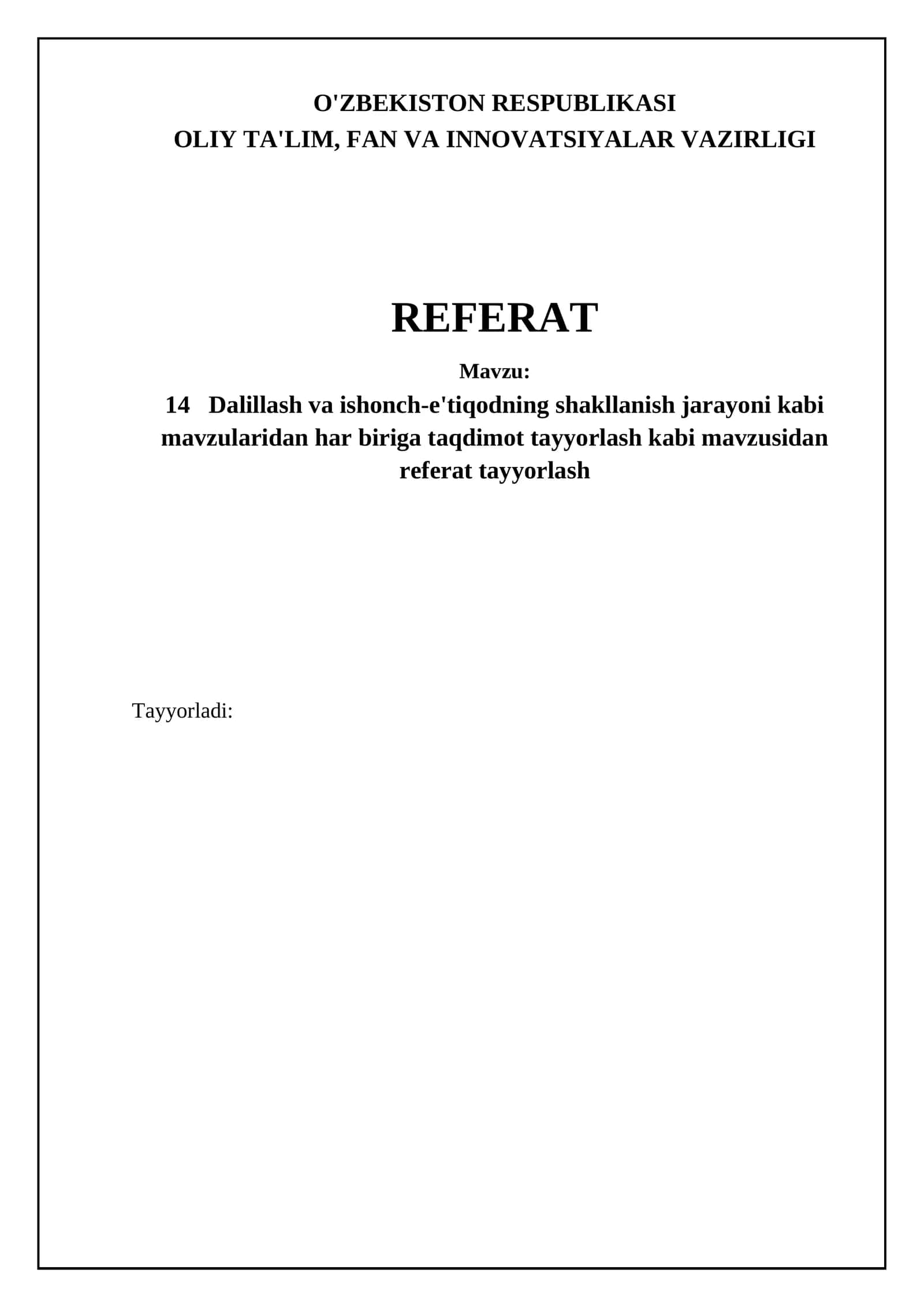 Dalillash va ishonch-e'tiqodning shakllanish jarayoni 1