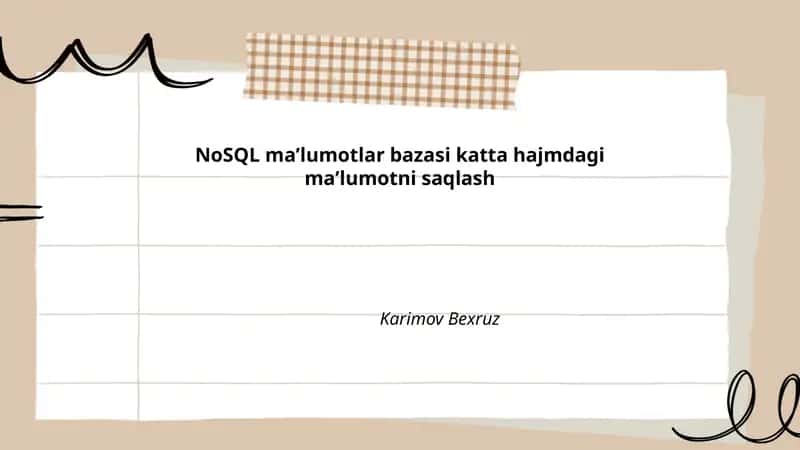 NoSQL maʼlumotlar bazasi katta hajmdagi maʼlumotni saqlash 1