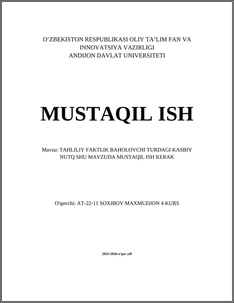 TAHLILIY FAKTLIK BAHOLOVCHI TURDAGI KASBIY NUTQ 1