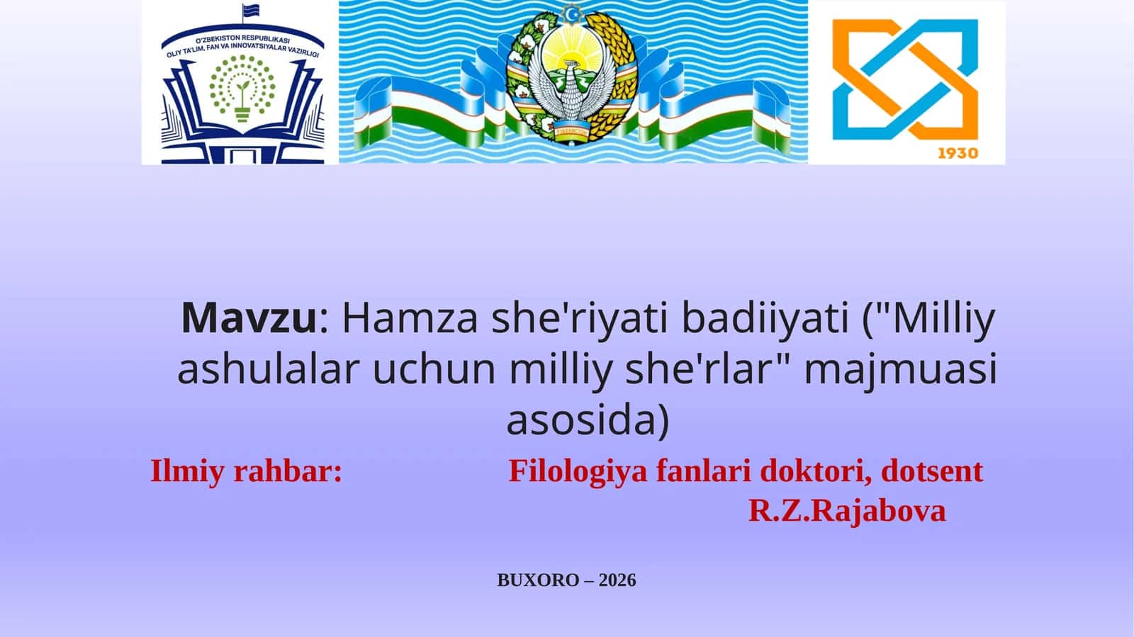 Hamza she'riyati badiiyati ("Milliy ashulalar uchun milliy she'rlar" majmuasi asosida) 1