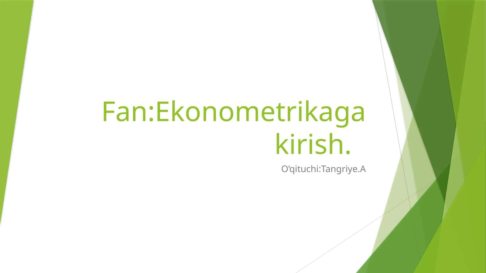 Ekonometrikada ehtimollar nazariyasi va matematik statistikaning asosiy tushunchalari 1