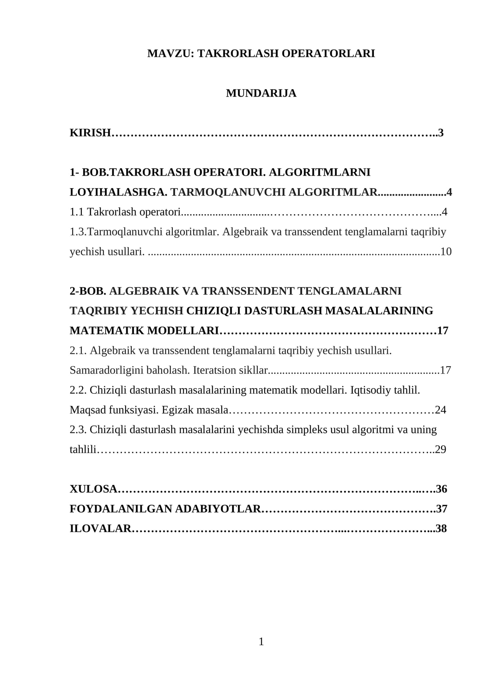 TAKRORLASH OPERATORLARI 1