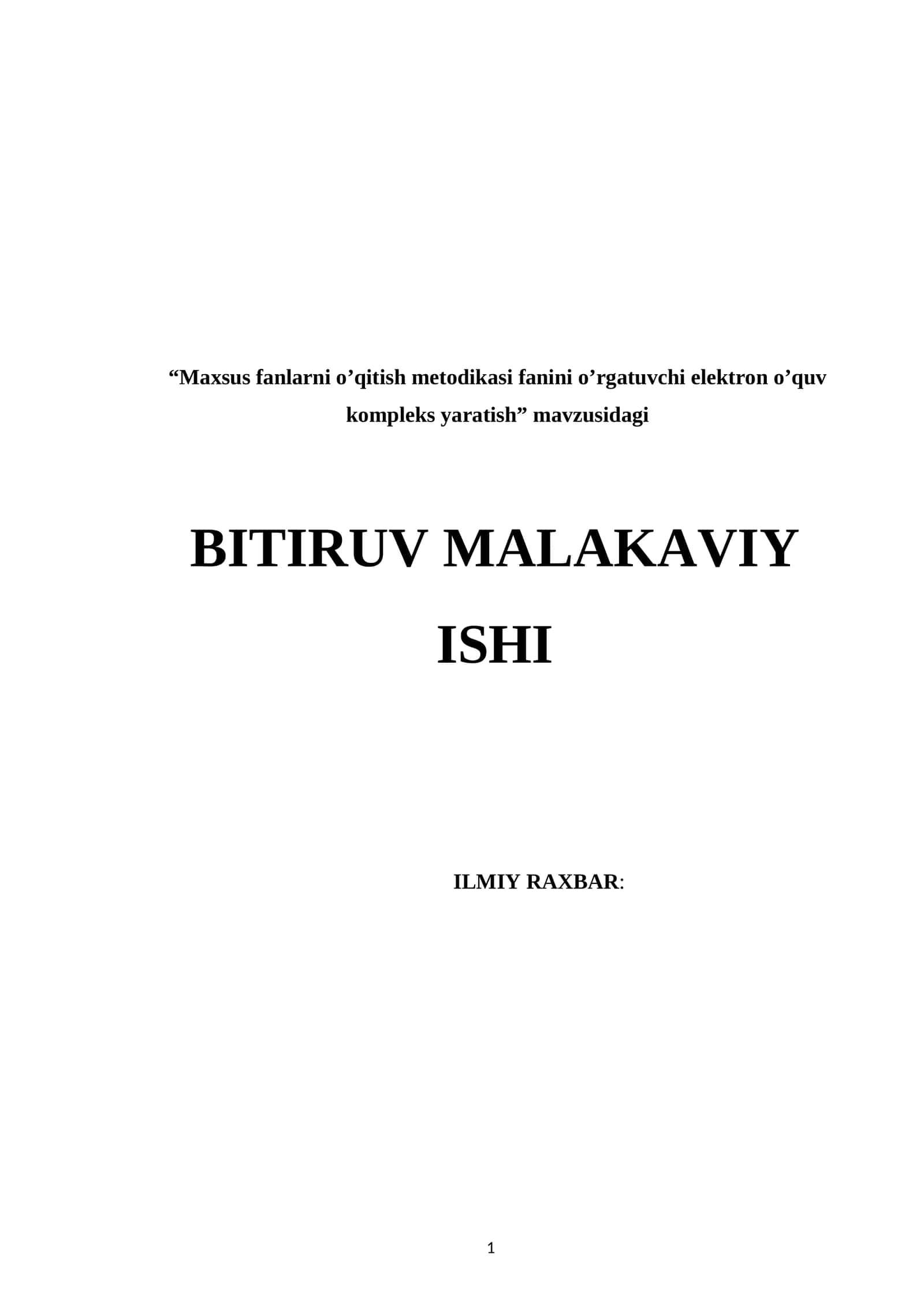 Maxsus fanlarni o’qitish metodikasi fanini o’rgatuvchi elektron o’quv kompleks yaratish 1