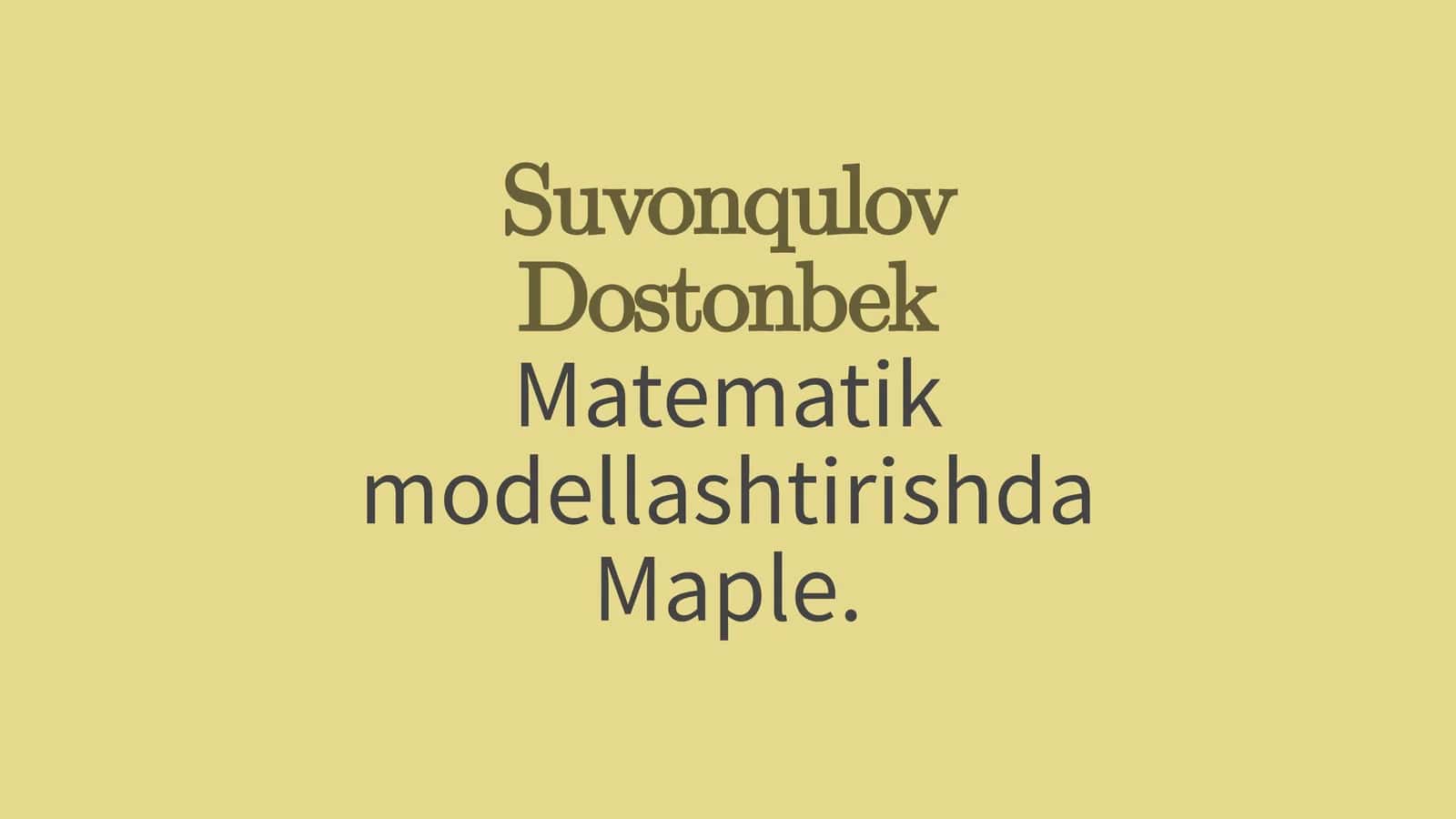 Mapleda Matematik Modellashtirish 1