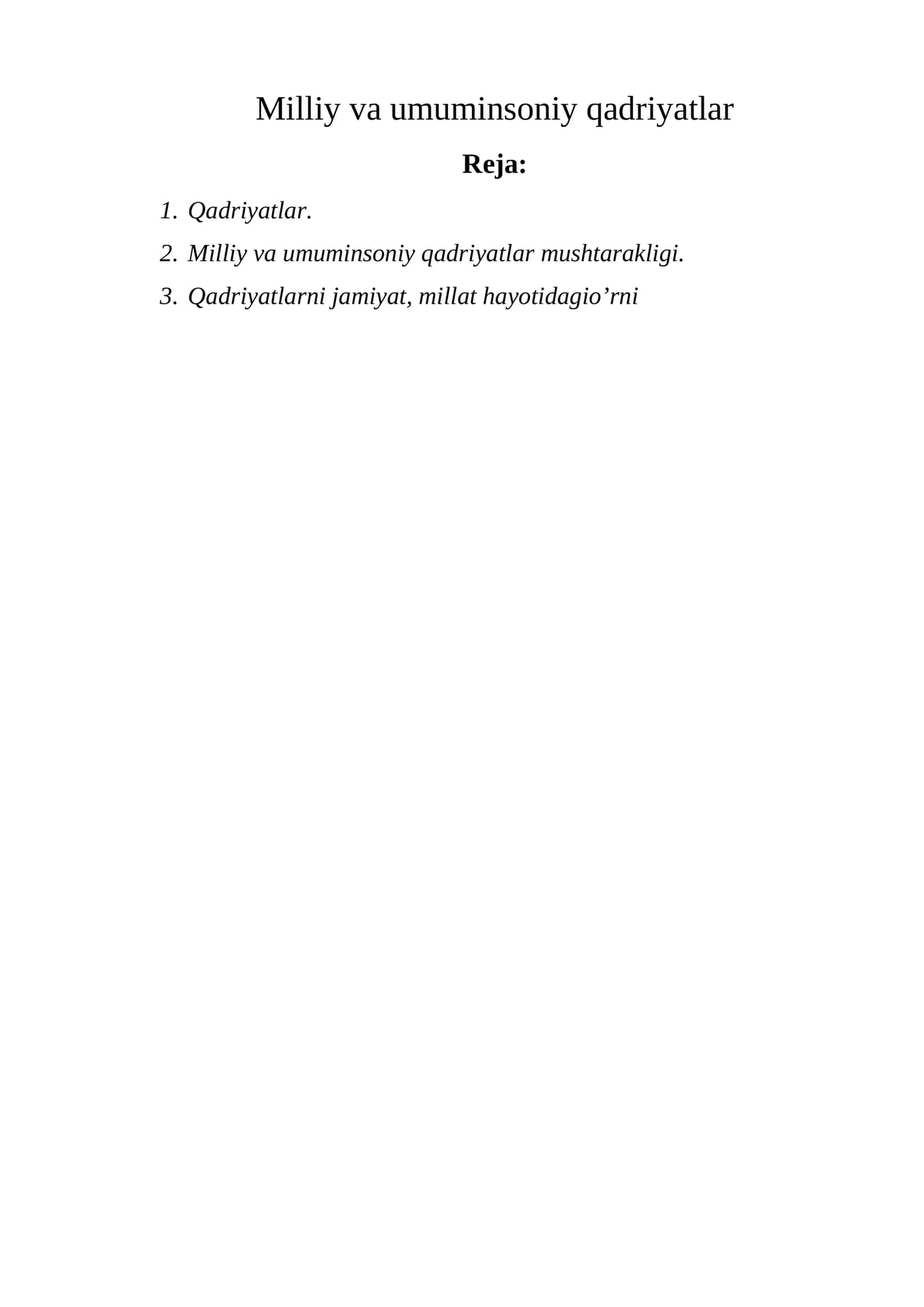 Milliy va umuminsoniy qadriyatlar 1