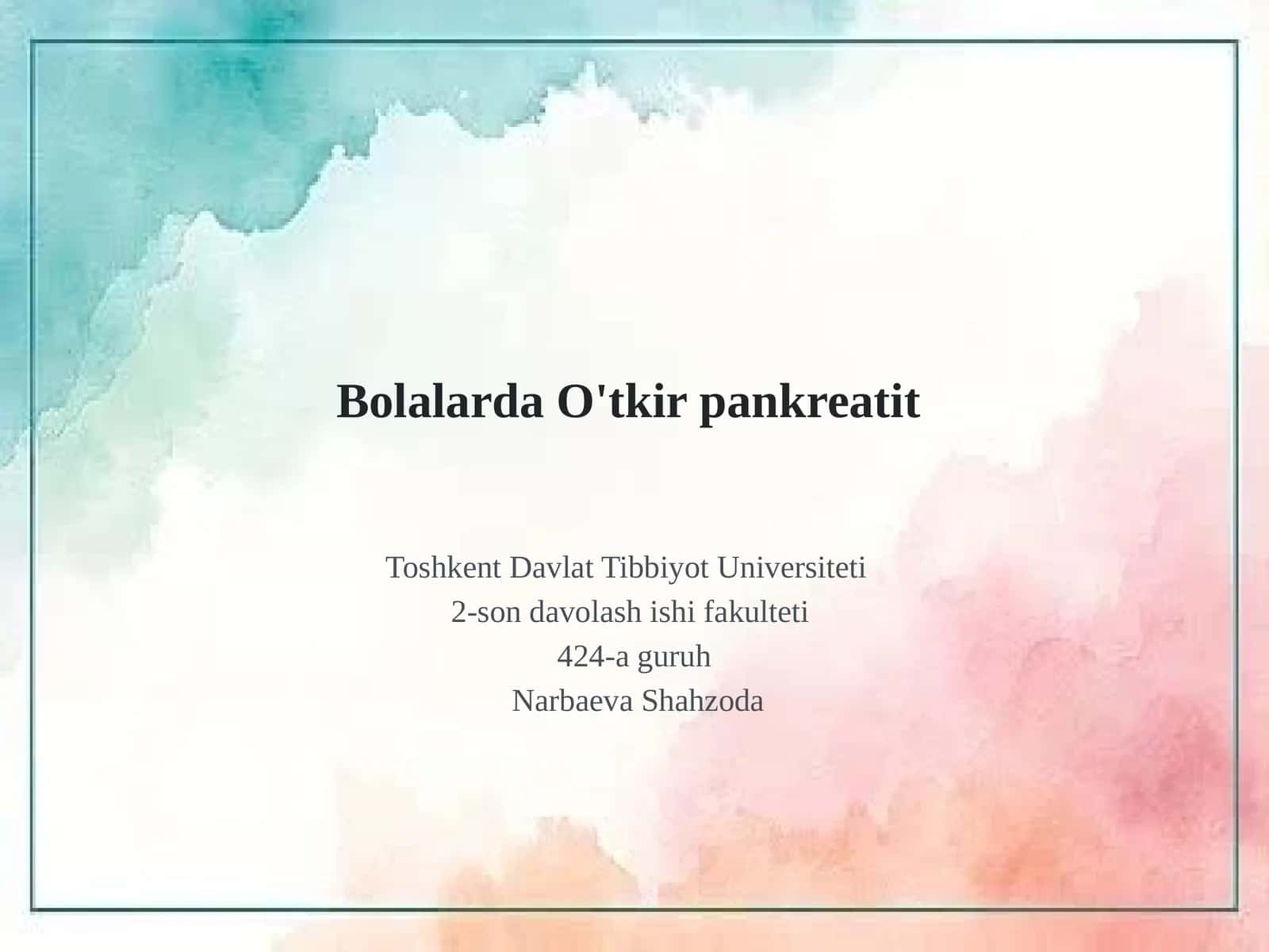 Bolalarda O'tkir pankreatit 1